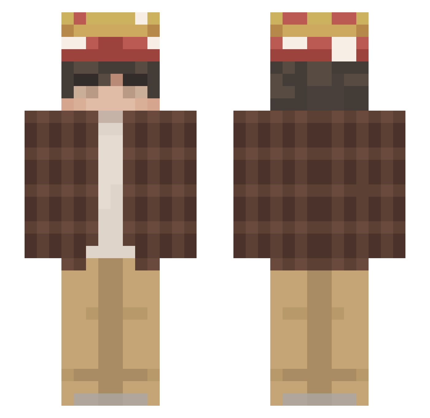 Kebabab Minecraft skin, front and back view