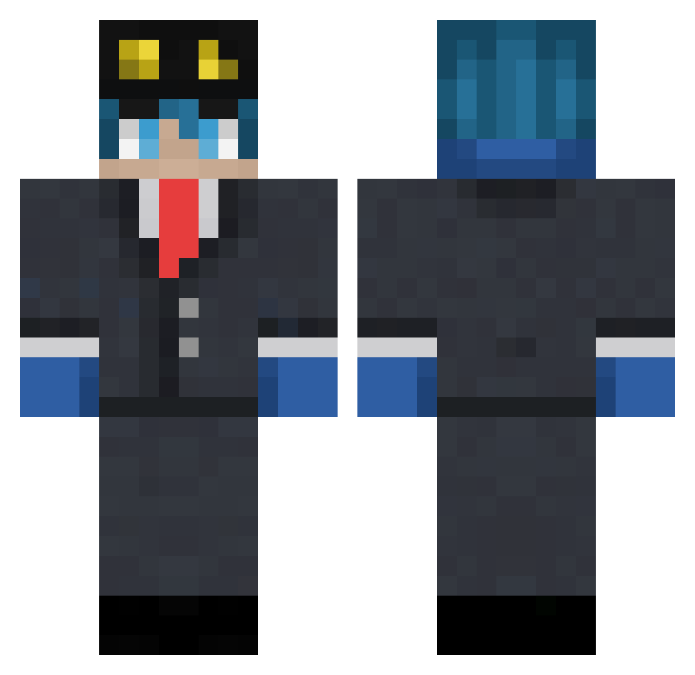 Flamer7156 Minecraft skin, front and back view