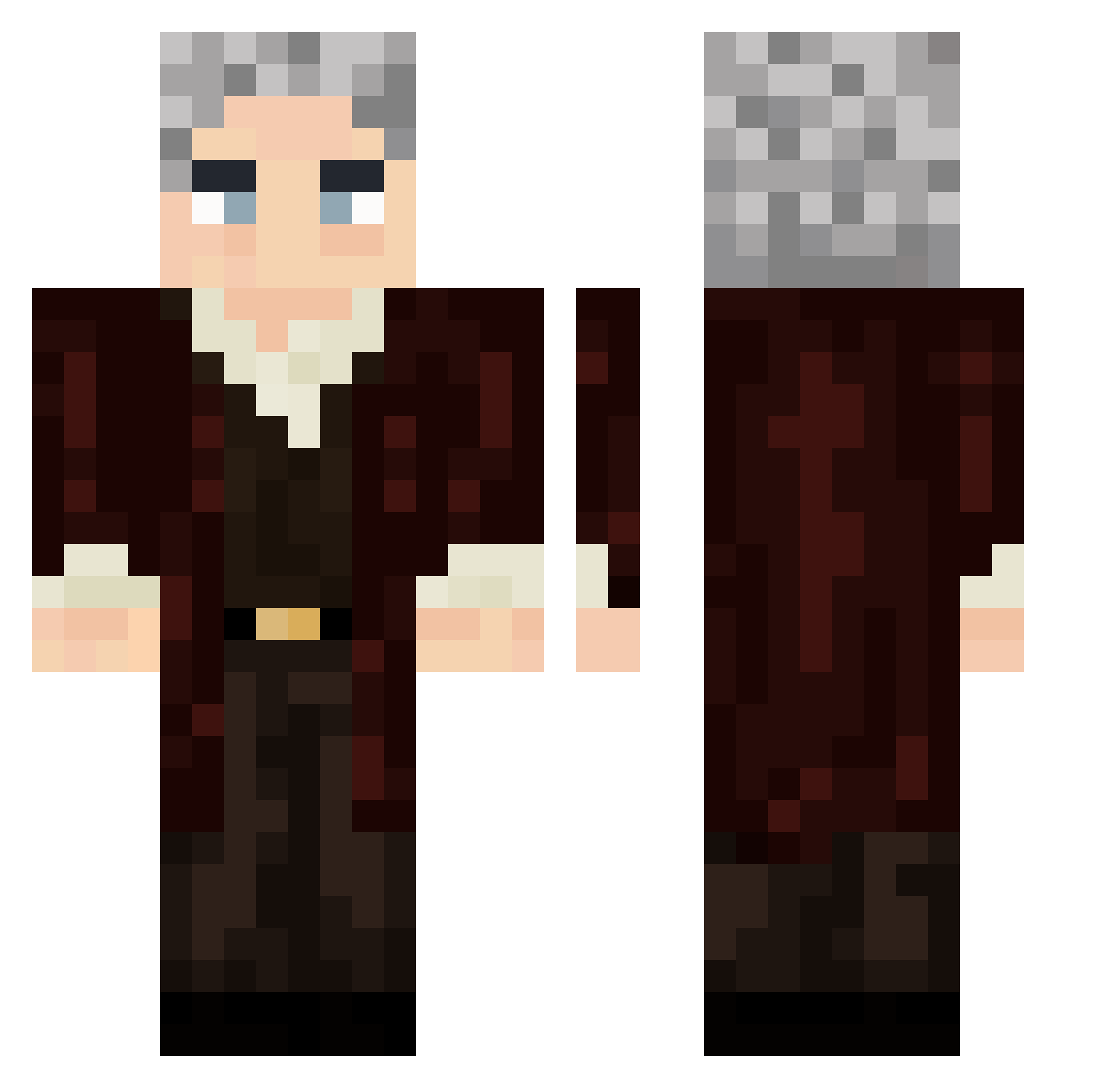 Ozzudas Minecraft skin, front and back view