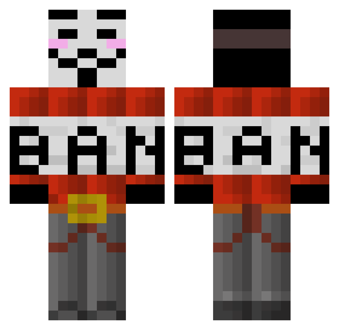 Anastair Minecraft skin, front and back view