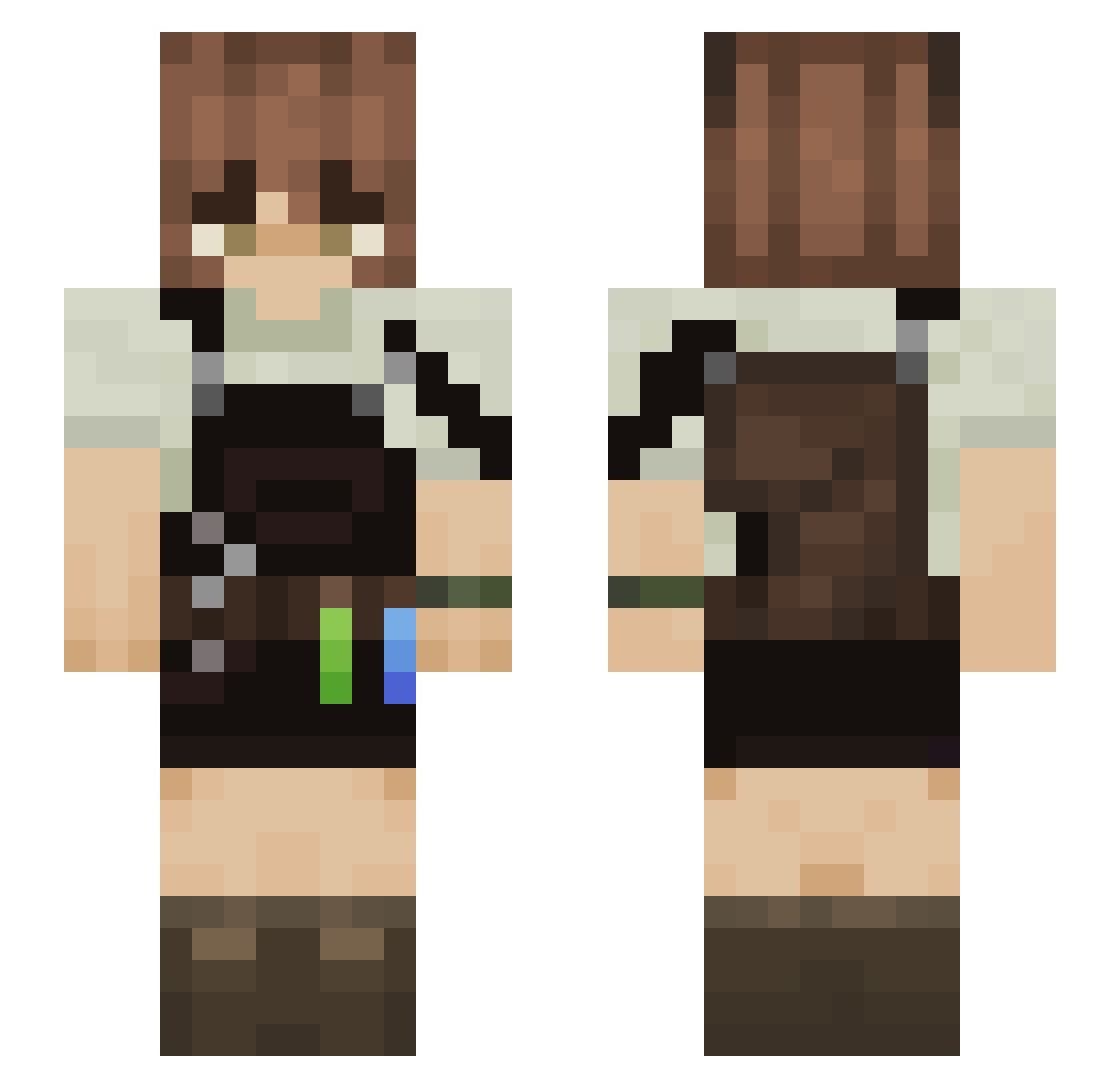 AppleJacey Minecraft skin, front and back view