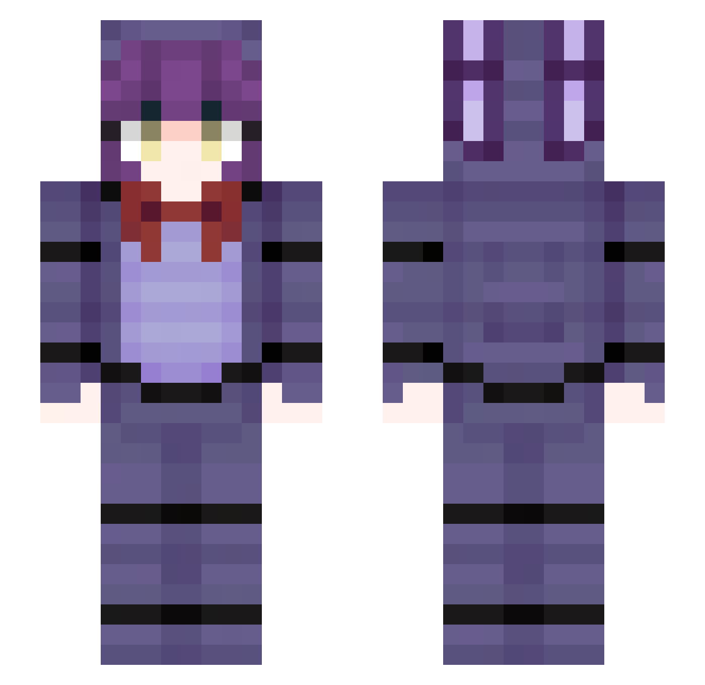 Dnuuu Minecraft skin, front and back view