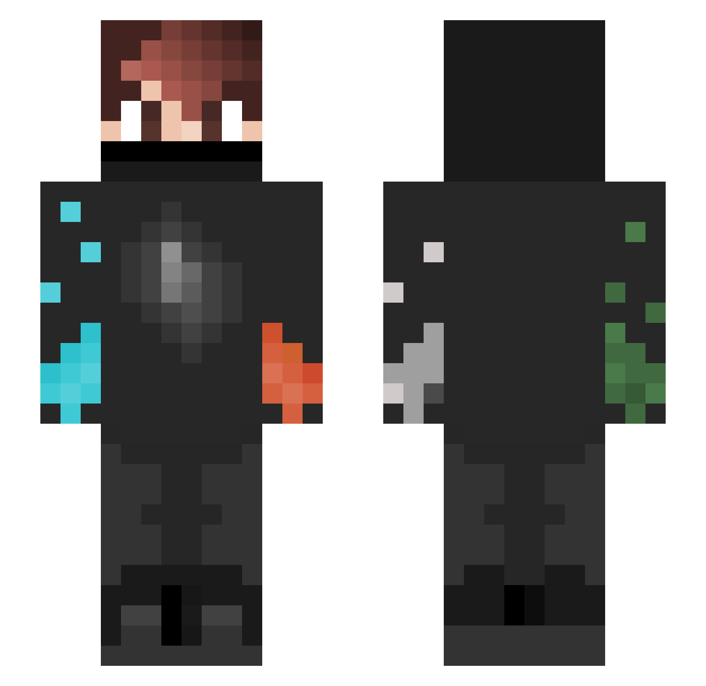 HMGaming13 Minecraft skin, front and back view