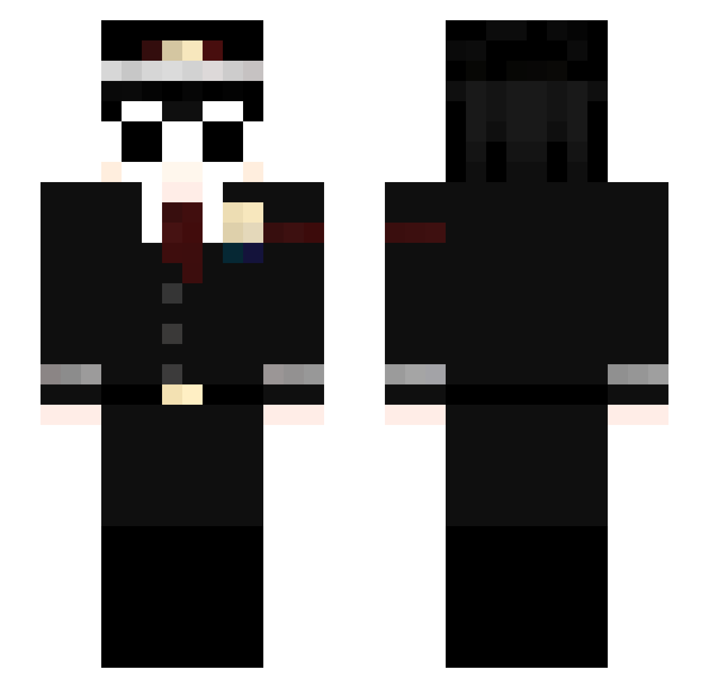NineteenCowbells Minecraft skin, front and back view