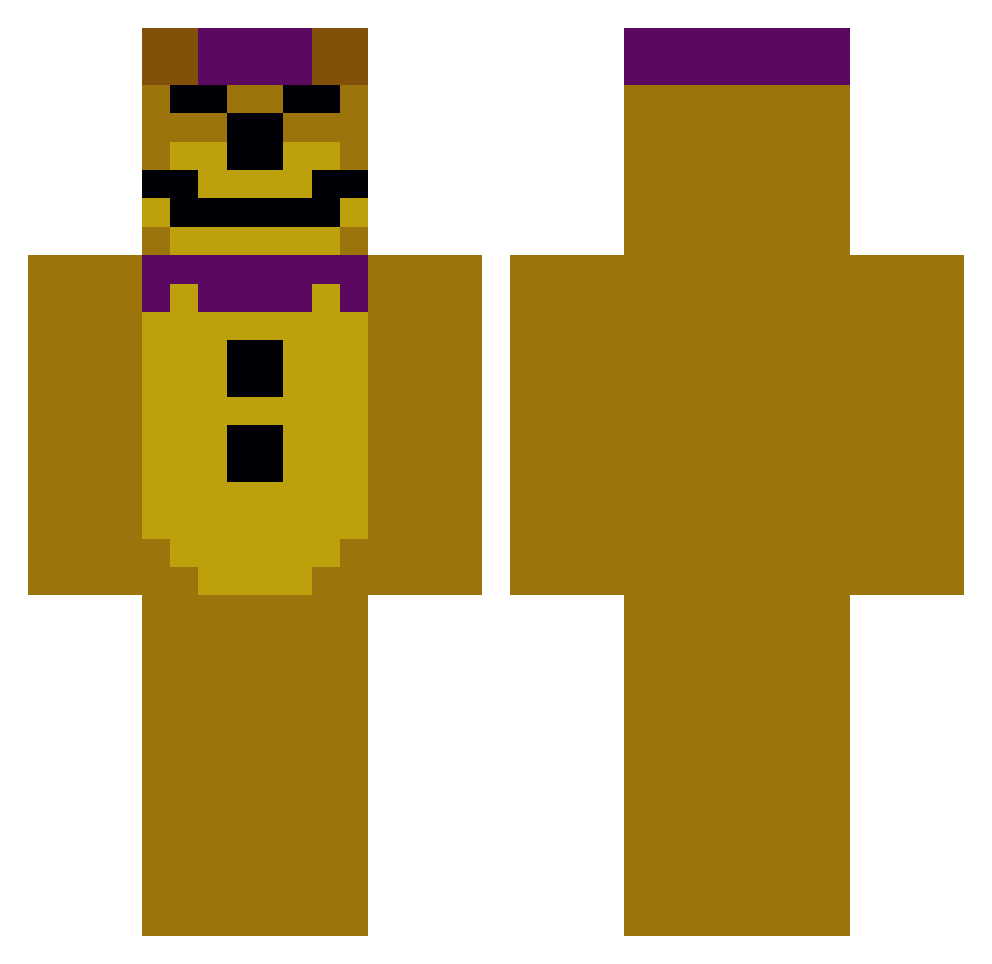 fazbearpizzaria Minecraft skin, front and back view