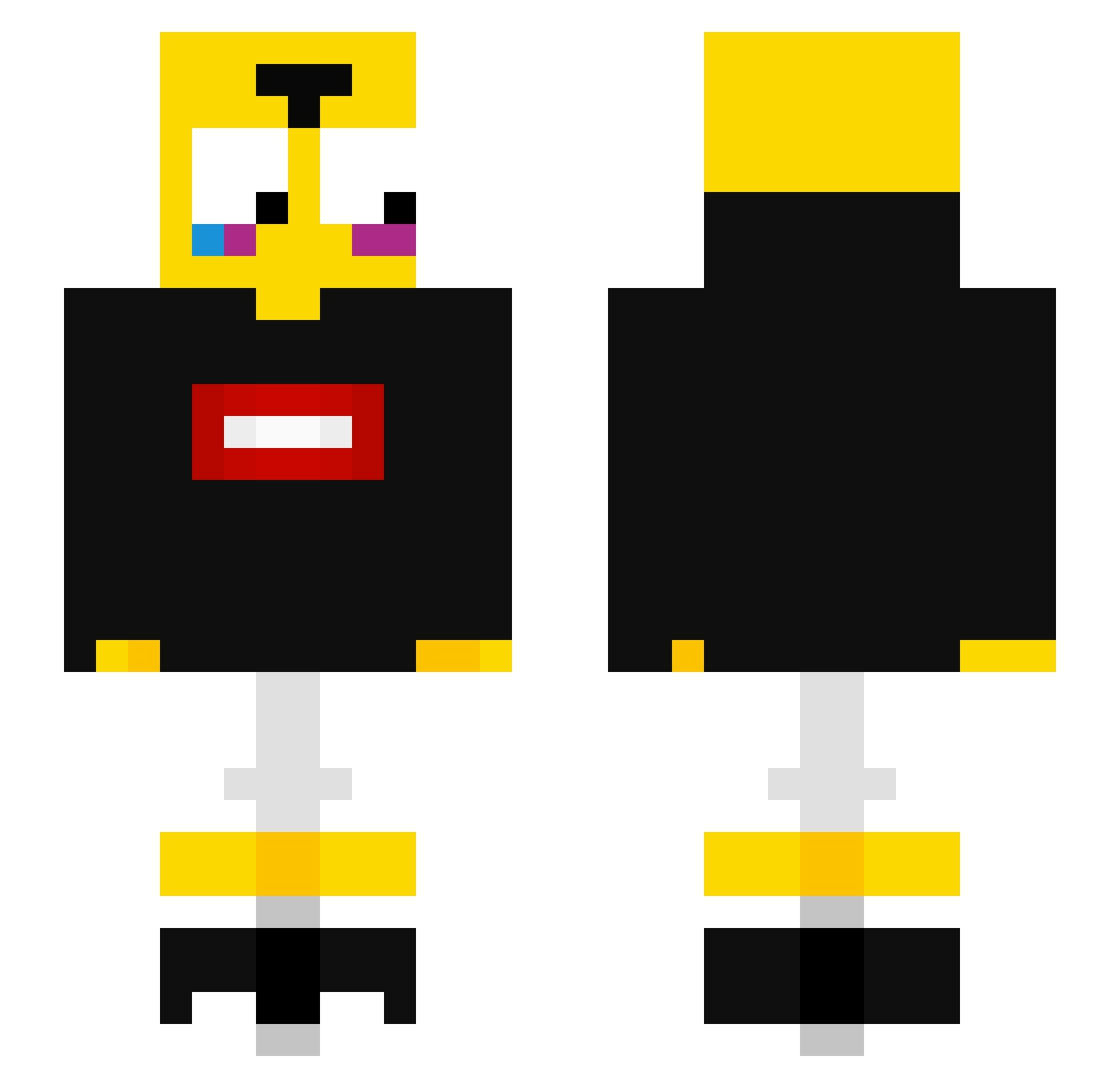 BartSAD Minecraft skin, front and back view