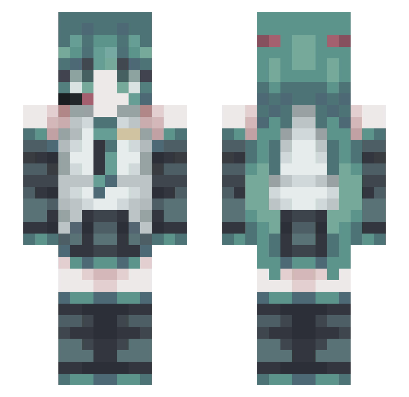 Hatsune_Miku_00 Minecraft skin, front and back view