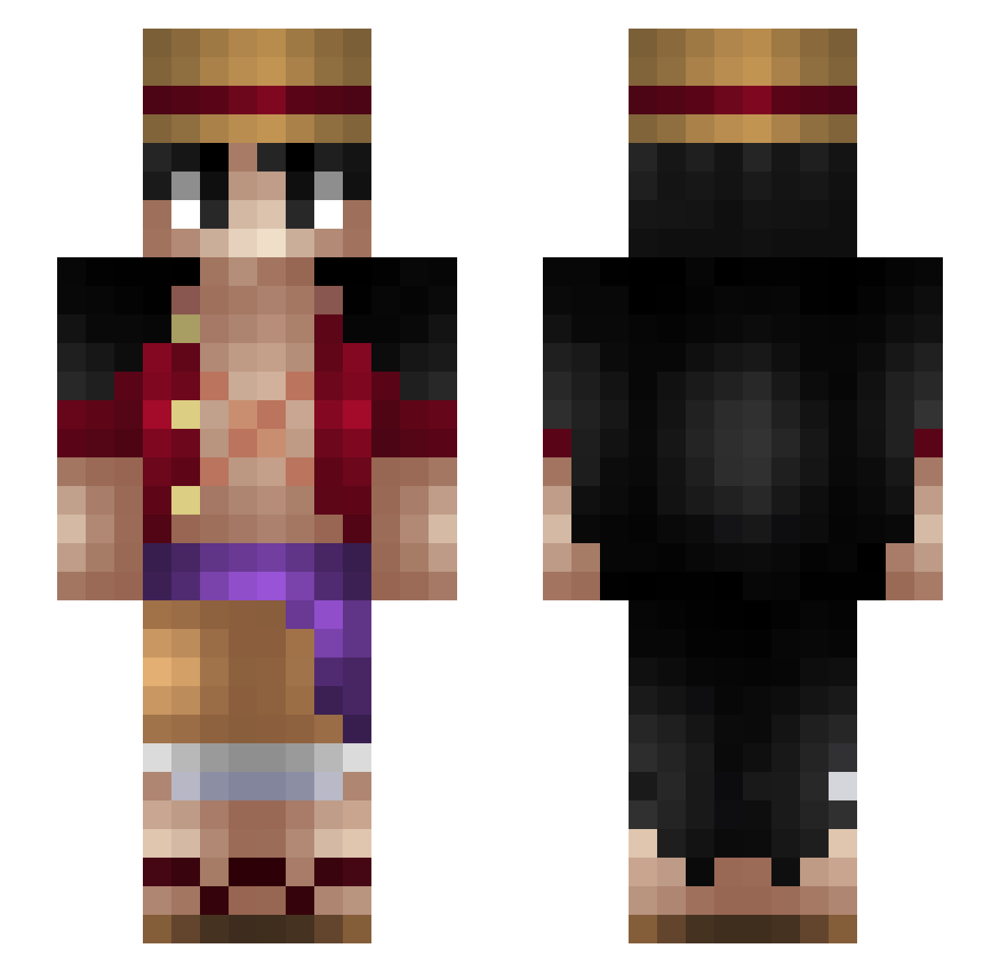 SybariteDGold Minecraft skin, front and back view