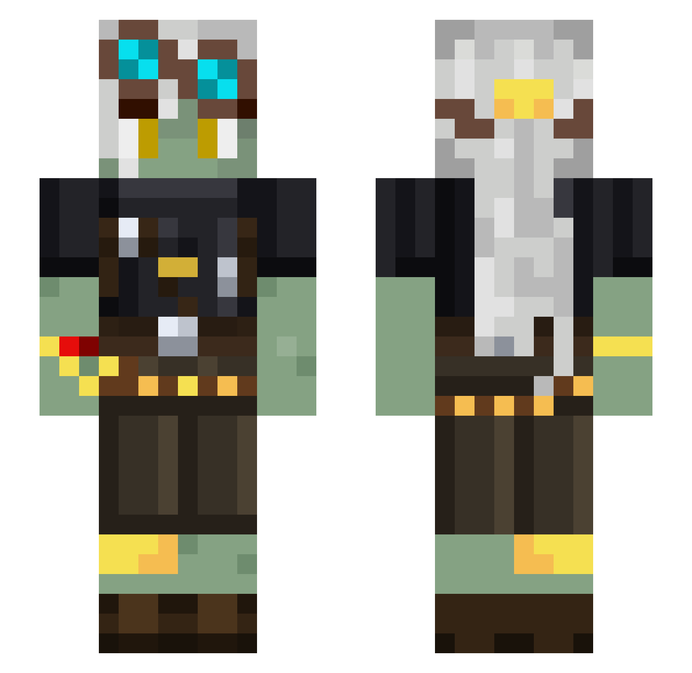 Hanzuno Minecraft skin, front and back view