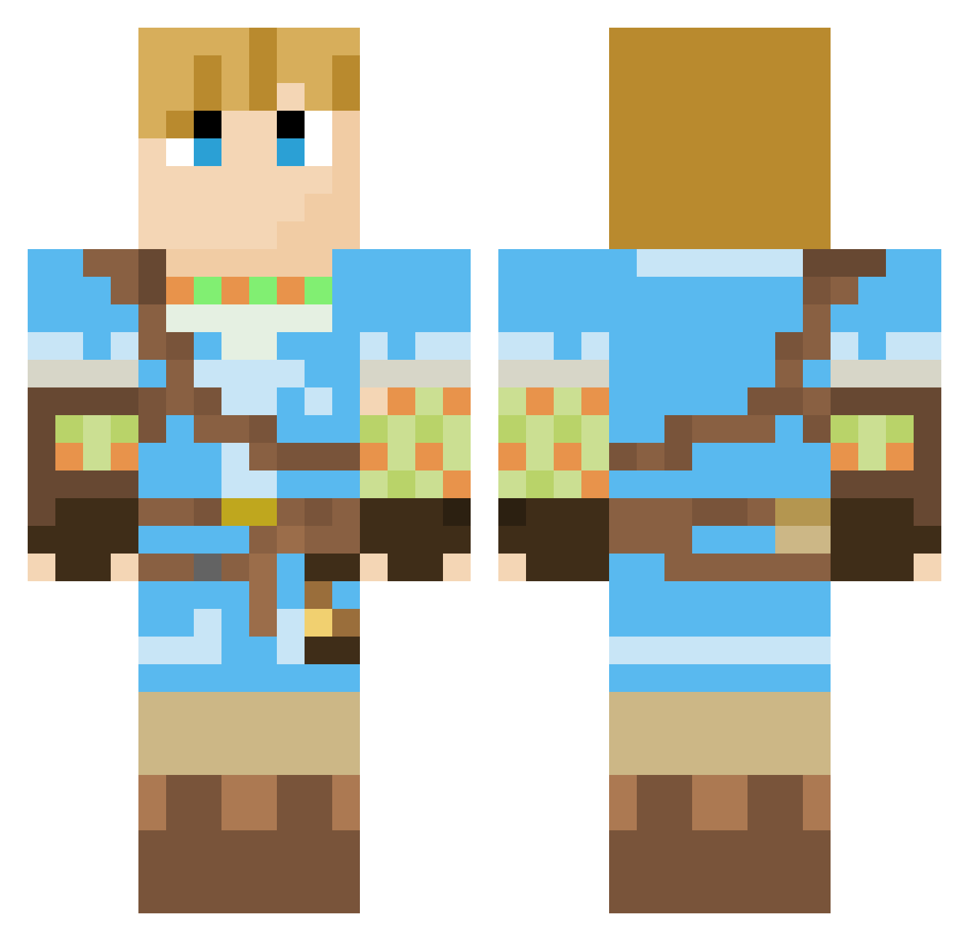 Cactusboyio Minecraft skin, front and back view