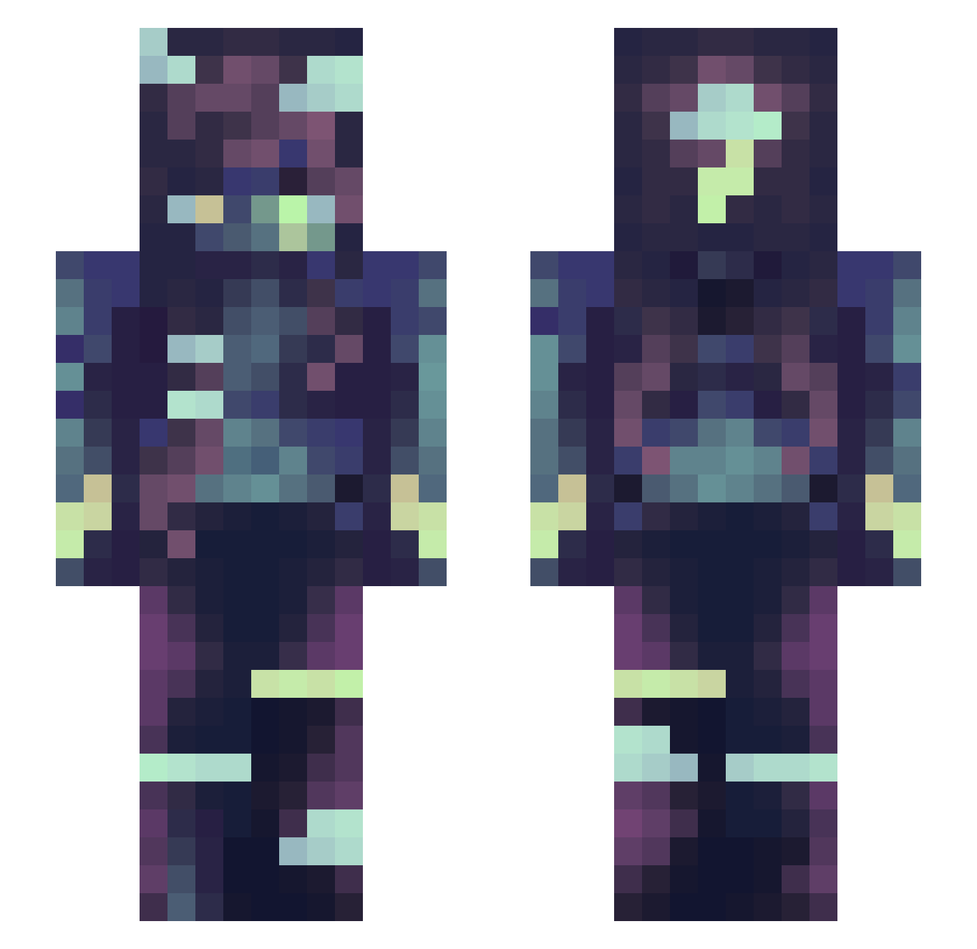 swifflv Minecraft skin, front and back view
