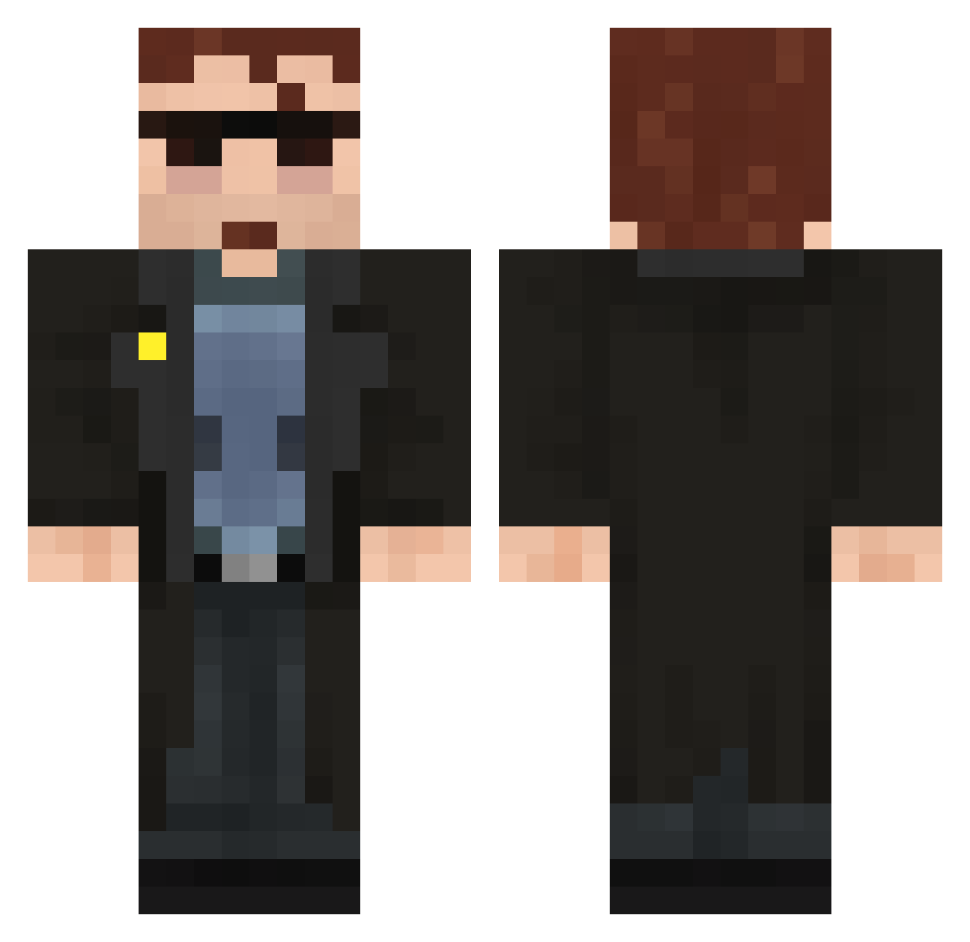 FrostyDanner Minecraft skin, front and back view