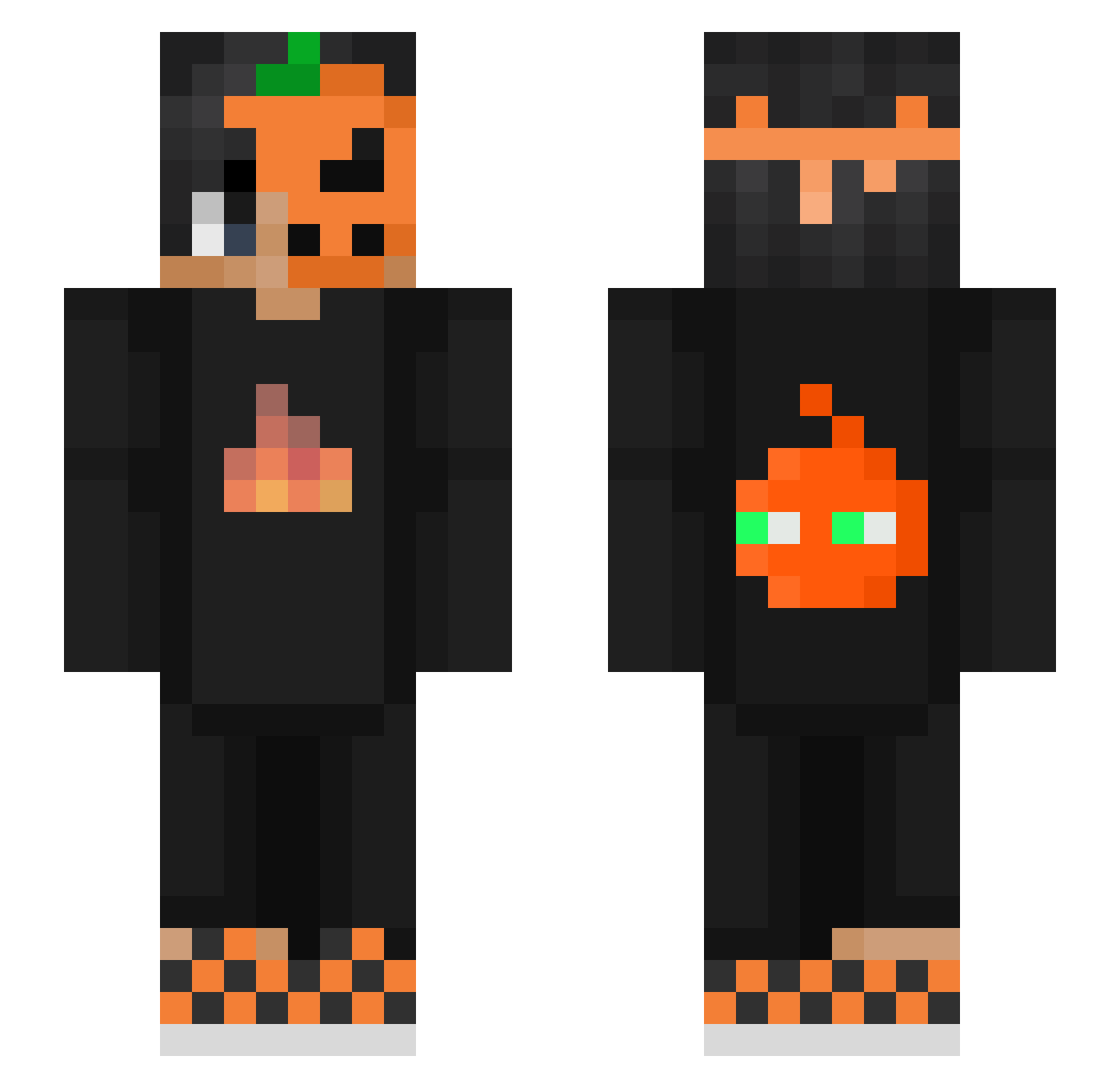 SmellyBrain Minecraft skin, front and back view