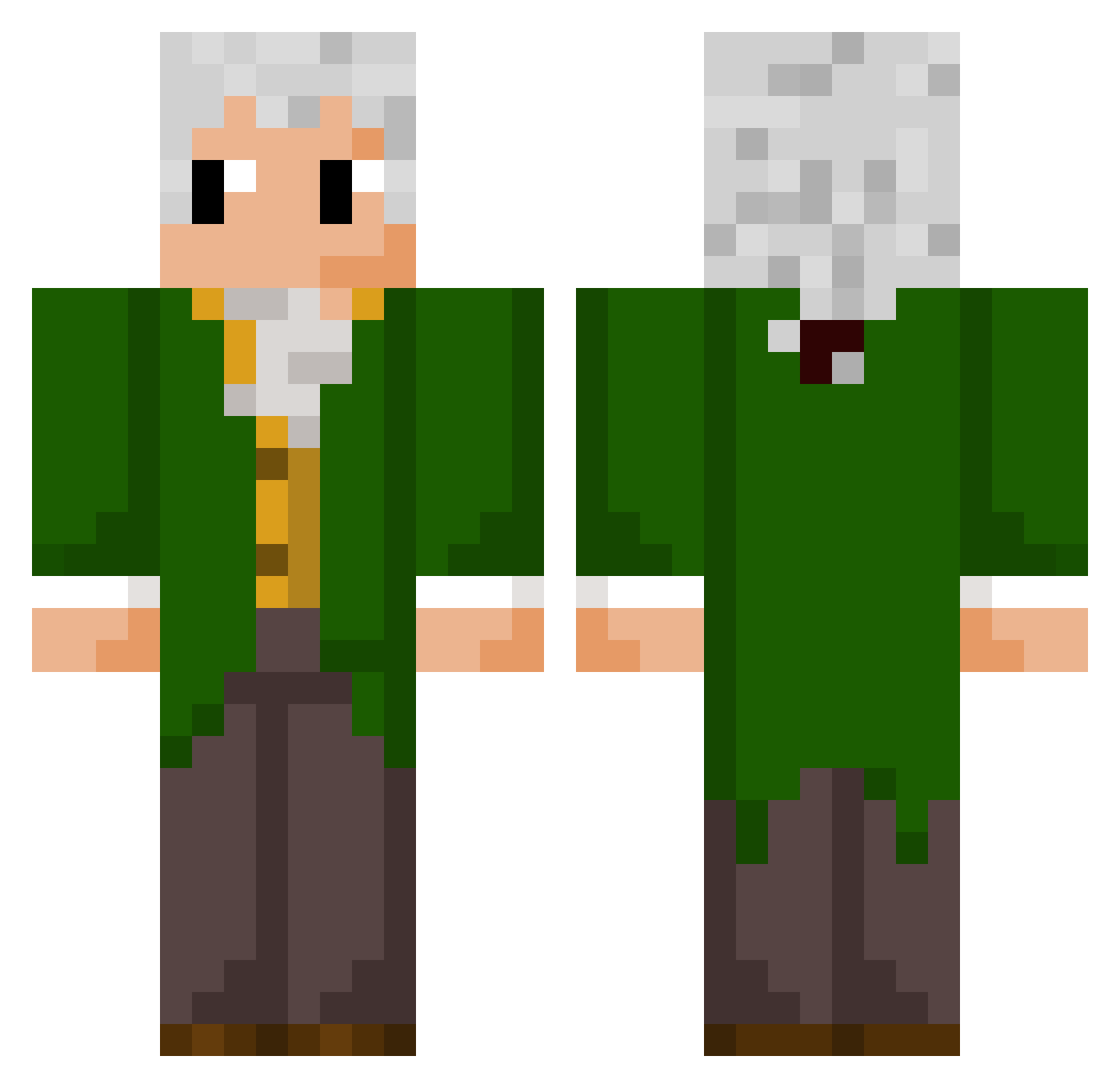 Skilldus Minecraft skin, front and back view