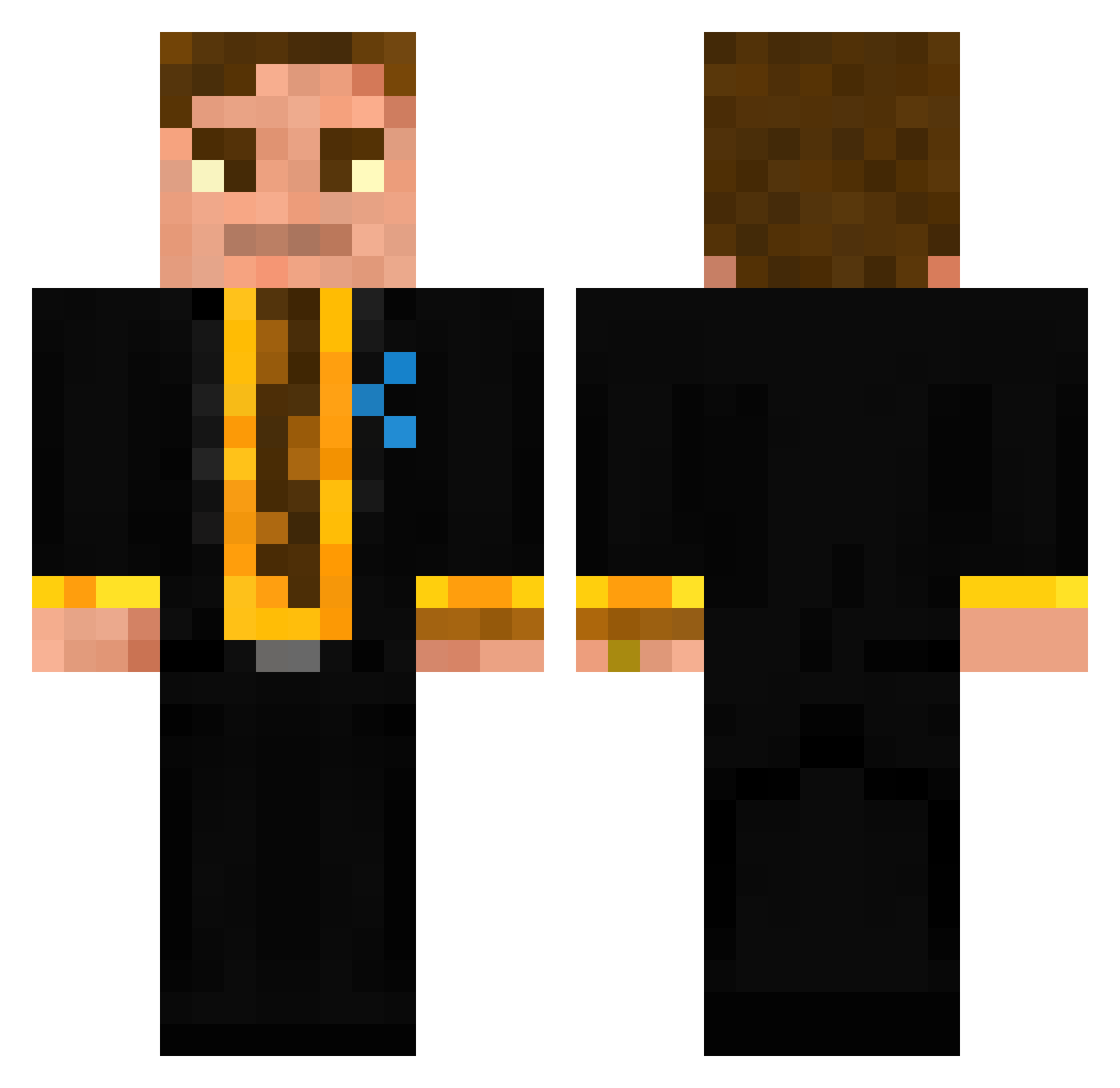 T0MCZAK Minecraft skin, front and back view