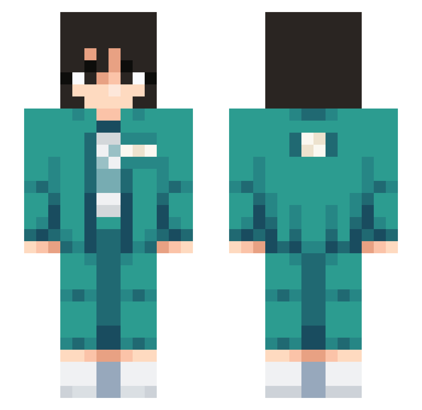jackieMC Minecraft skin, front and back view