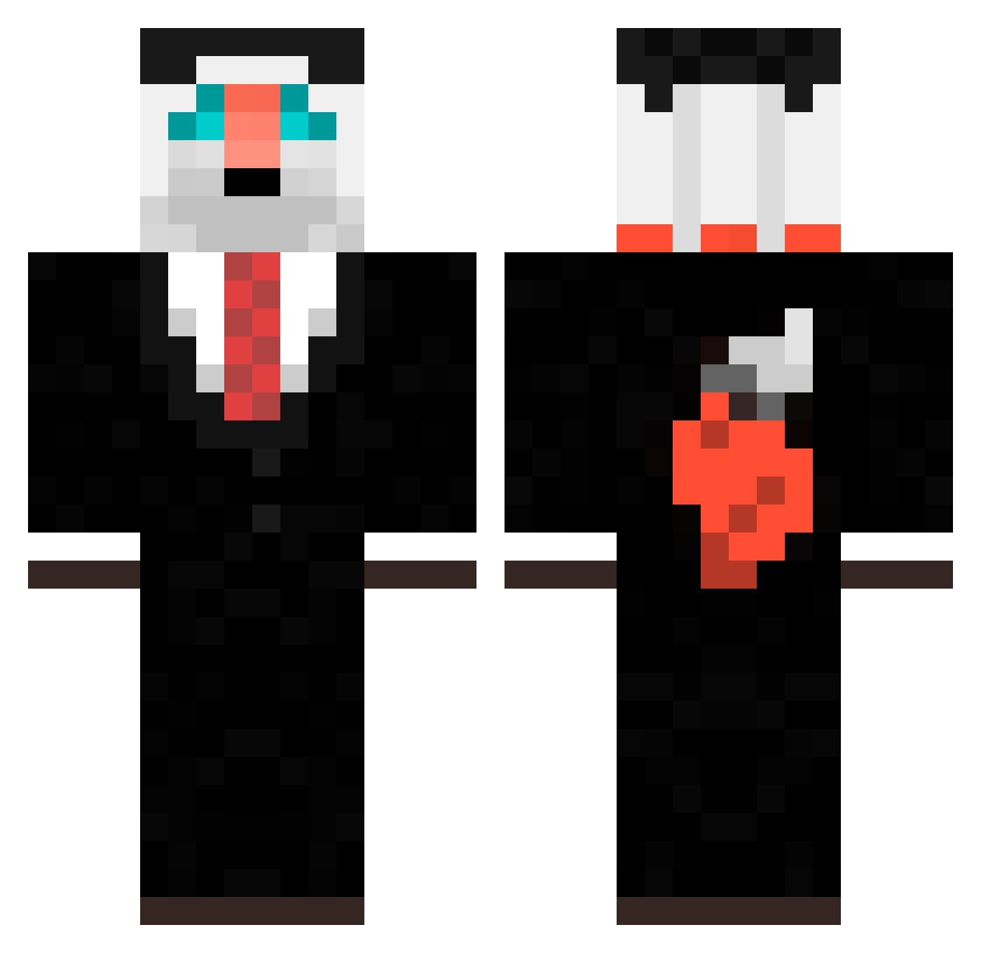 Heterodox Minecraft skin, front and back view