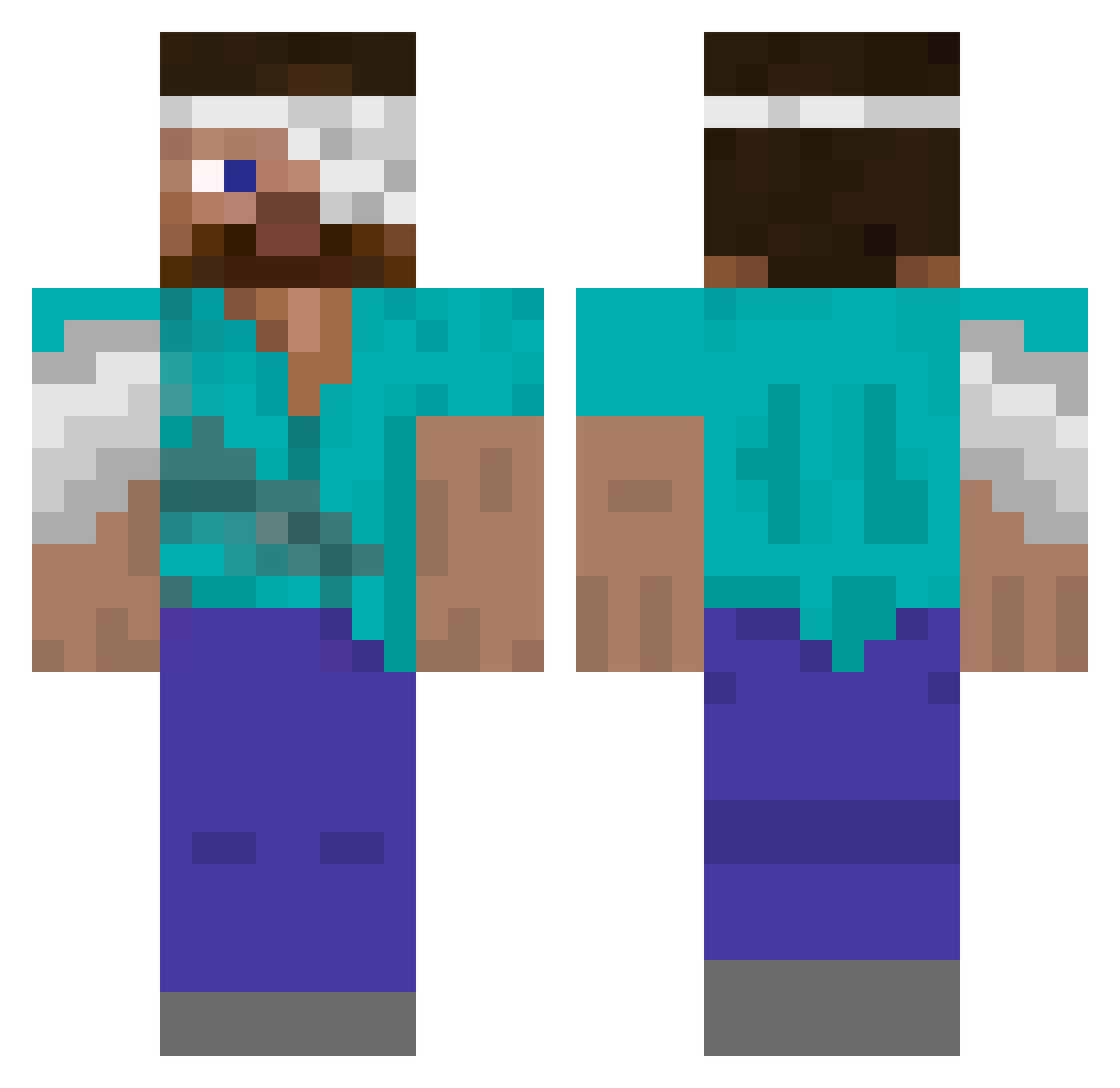 zRoyz Minecraft skin, front and back view