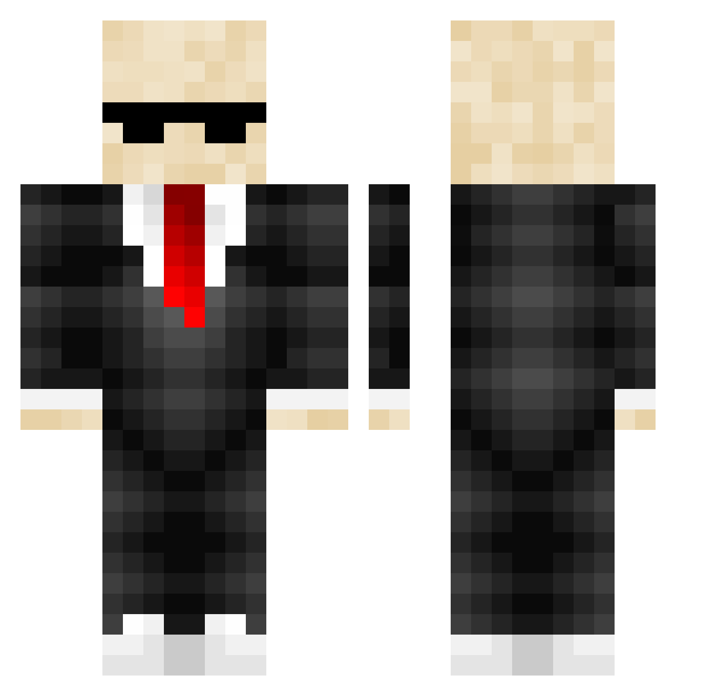 AgentPlaymobil Minecraft skin, front and back view