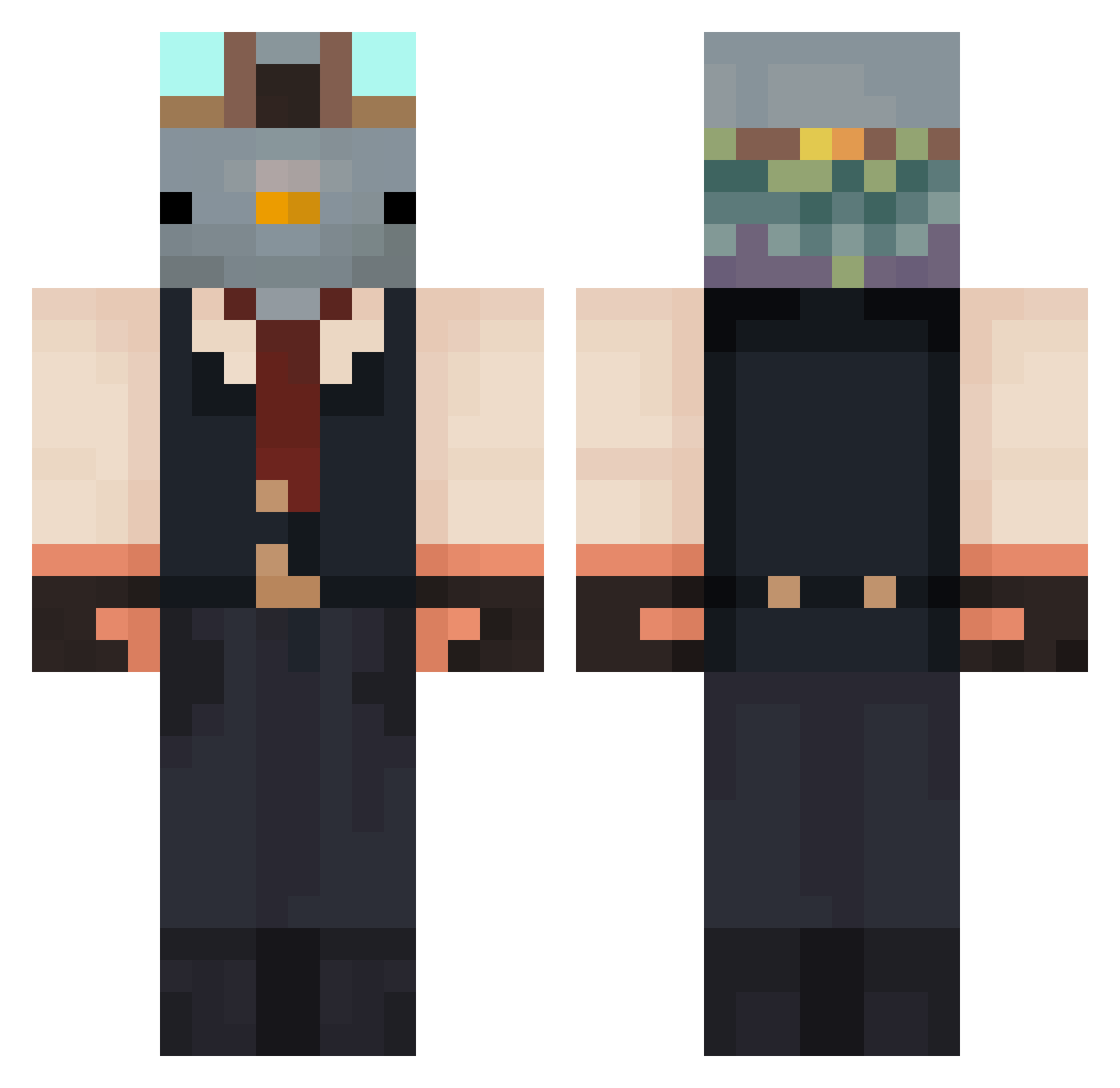 Osaki213 Minecraft skin, front and back view