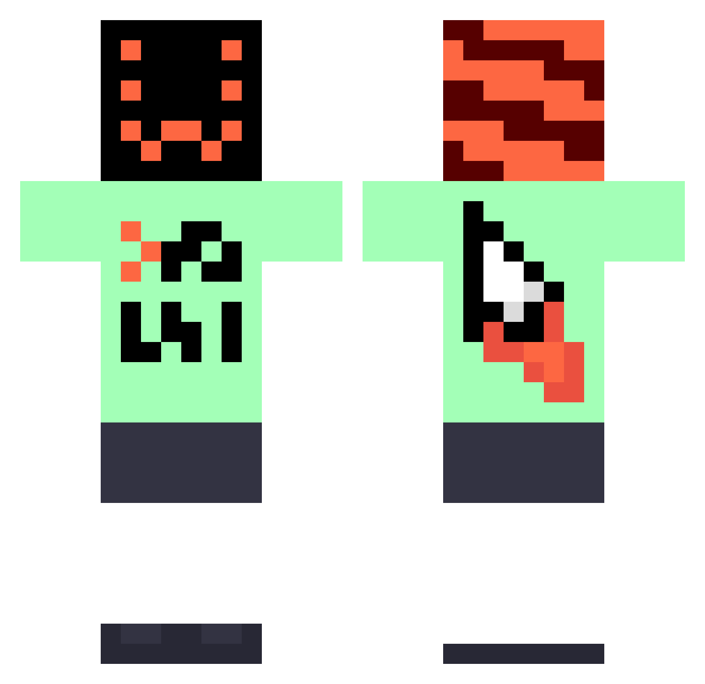 Creeper028UwU Minecraft skin, front and back view