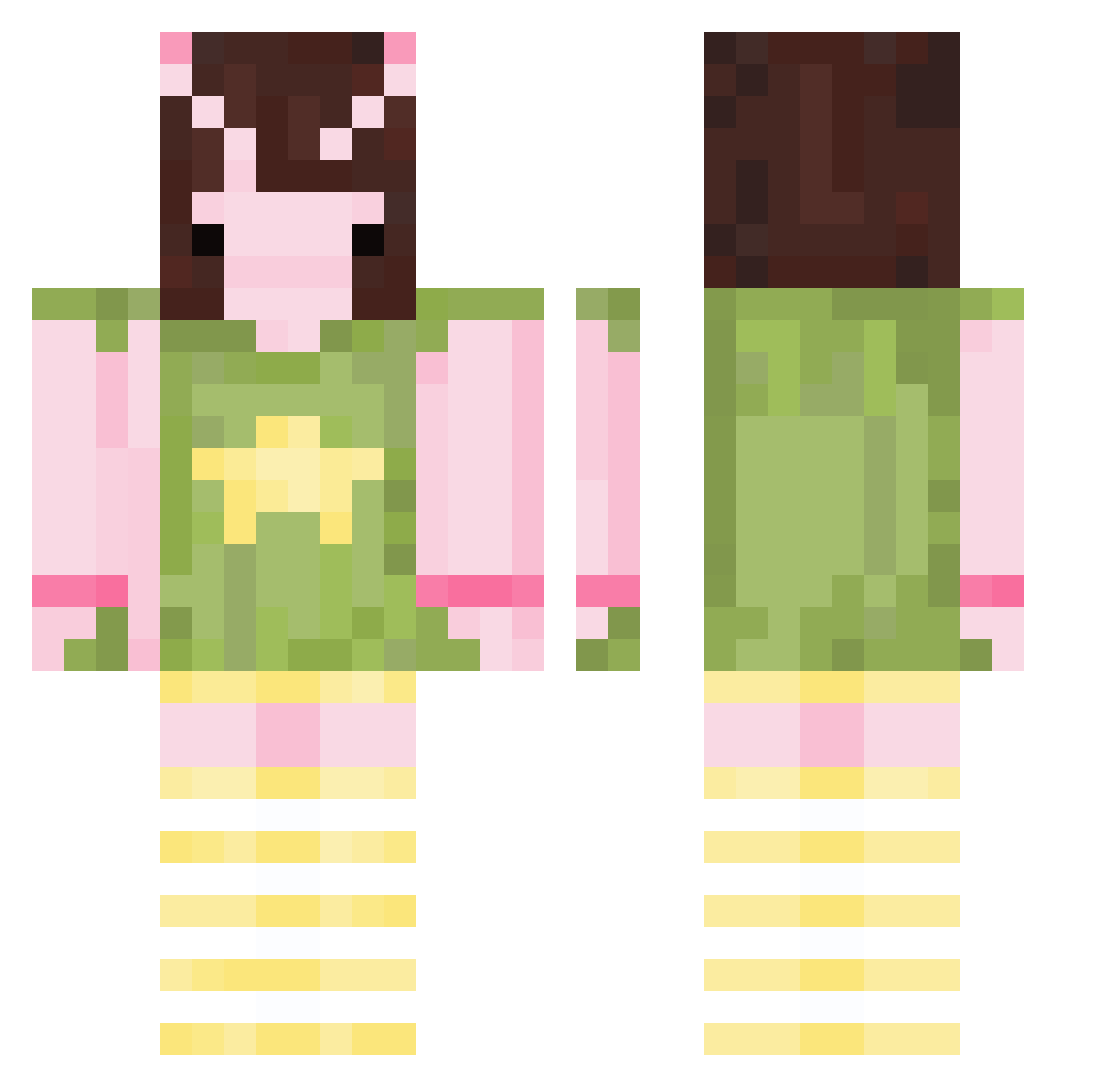 Nookado Minecraft skin, front and back view