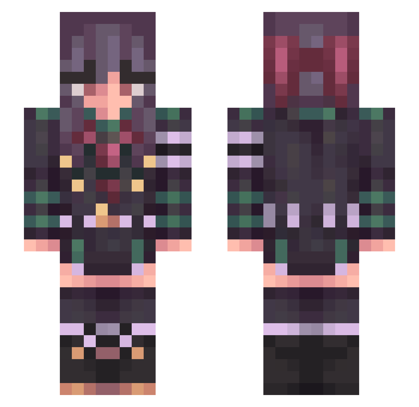 nakirayo Minecraft skin, front and back view