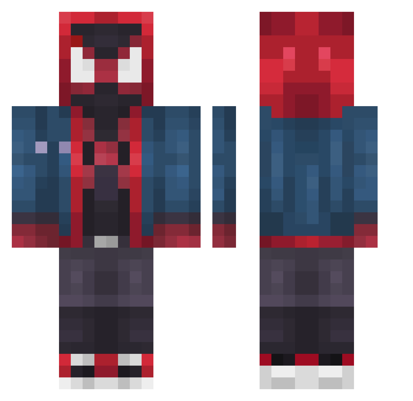 Nomaders Minecraft skin, front and back view