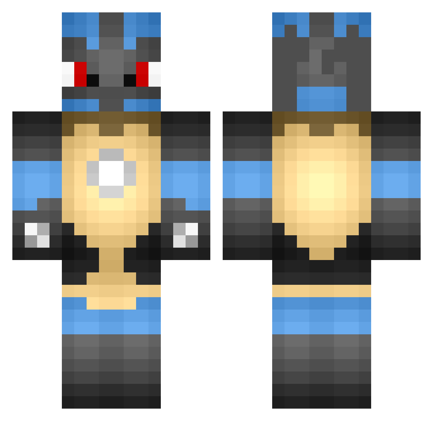 Dxlphins Minecraft skin, front and back view