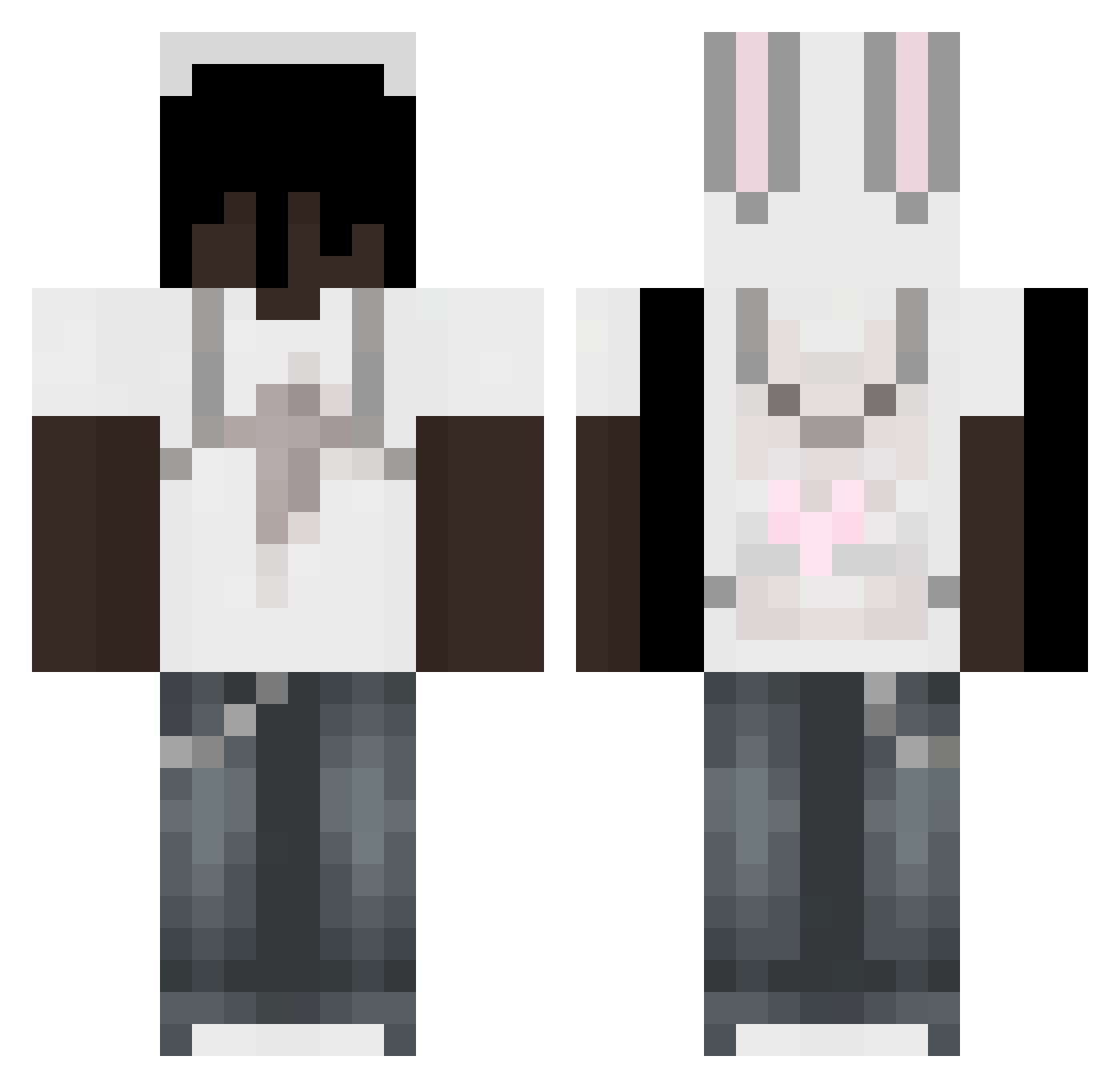 JJKow Minecraft skin, front and back view
