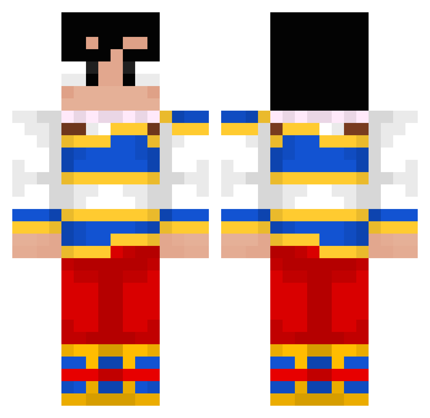 Pinoking7 Minecraft skin, front and back view
