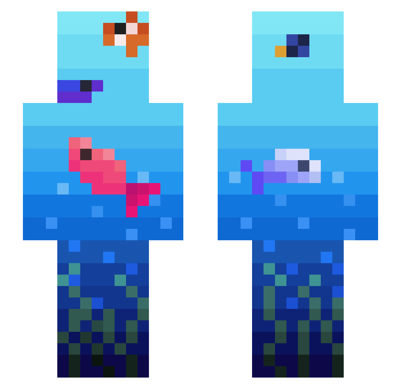 AetheriaWarrior Minecraft skin, front and back view