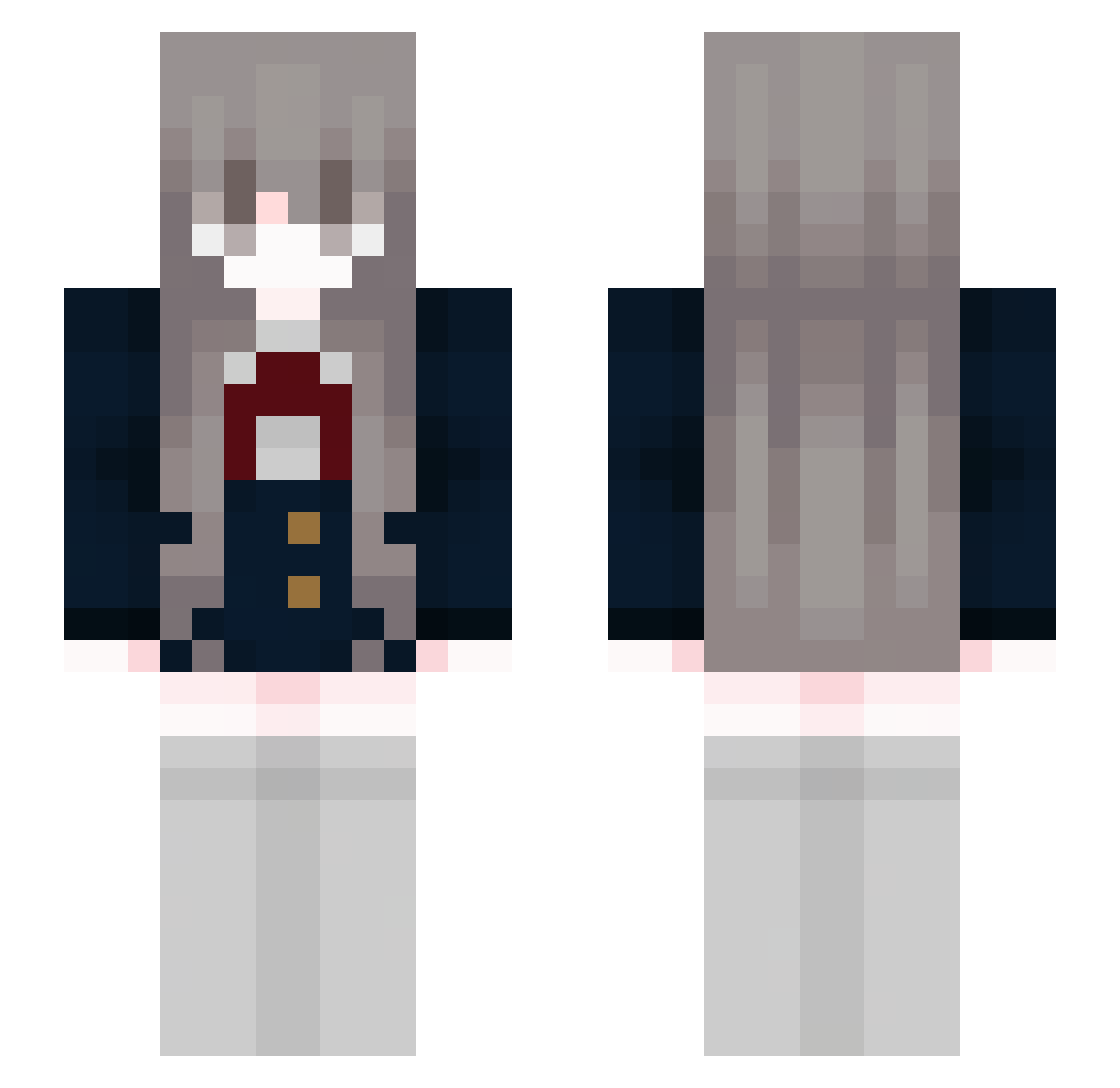 Vooluga Minecraft skin, front and back view