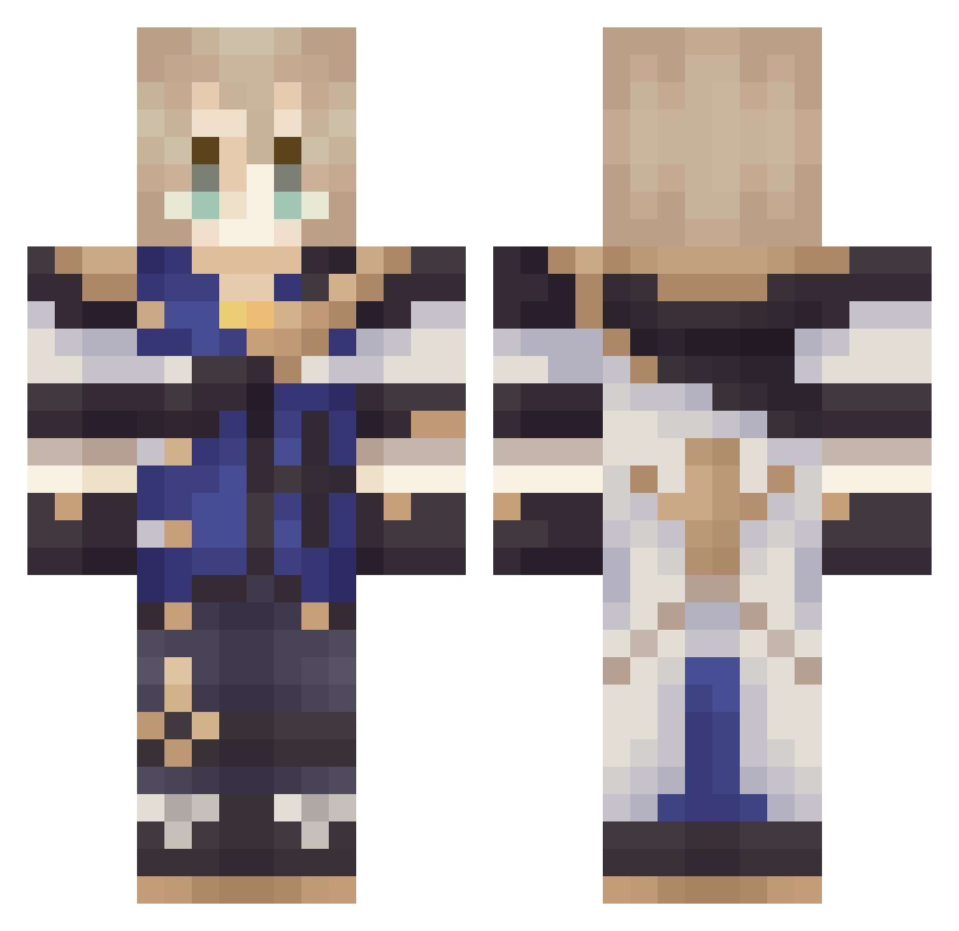 Modxyor Minecraft skin, front and back view