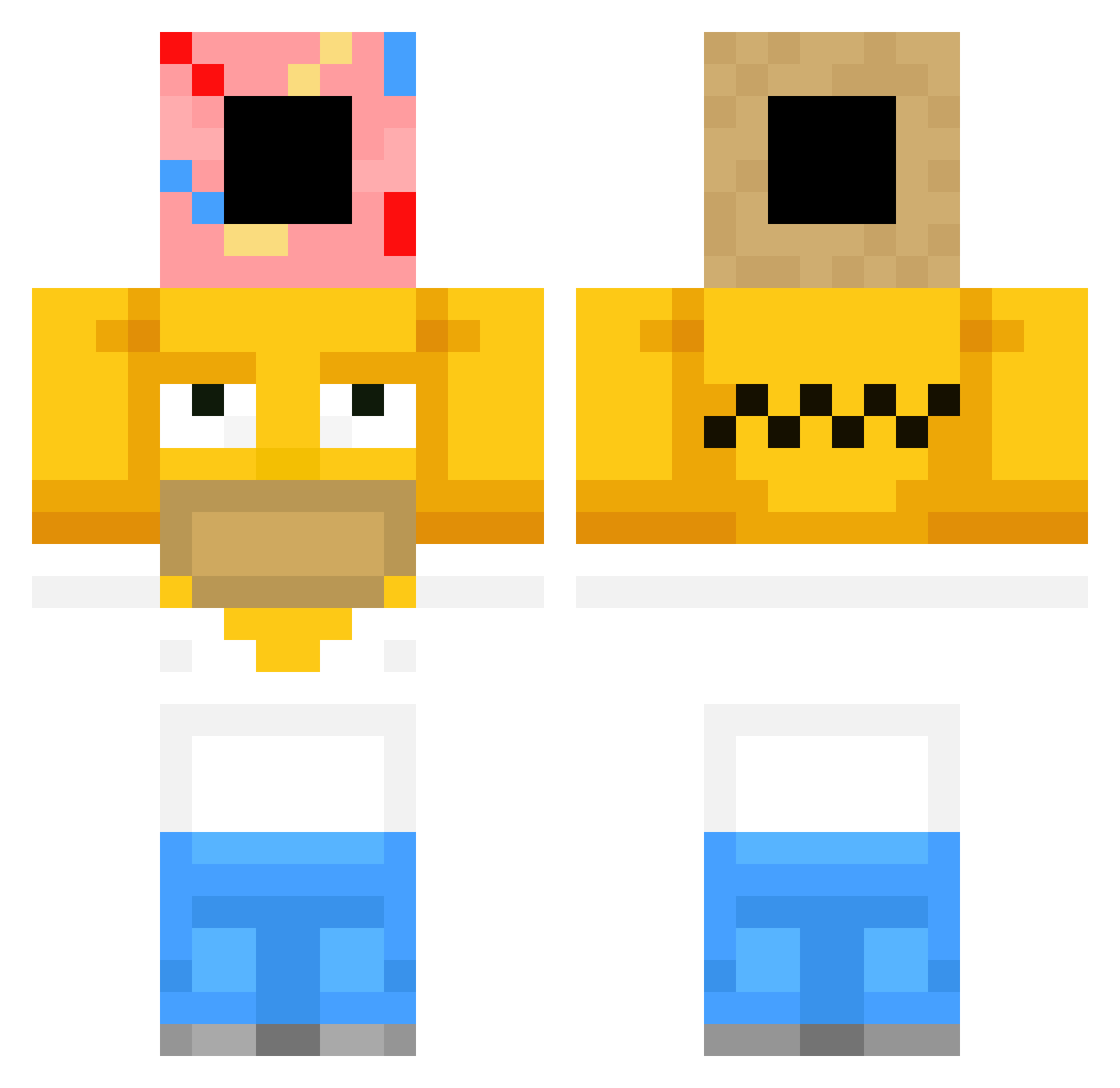 ojotaota Minecraft skin, front and back view