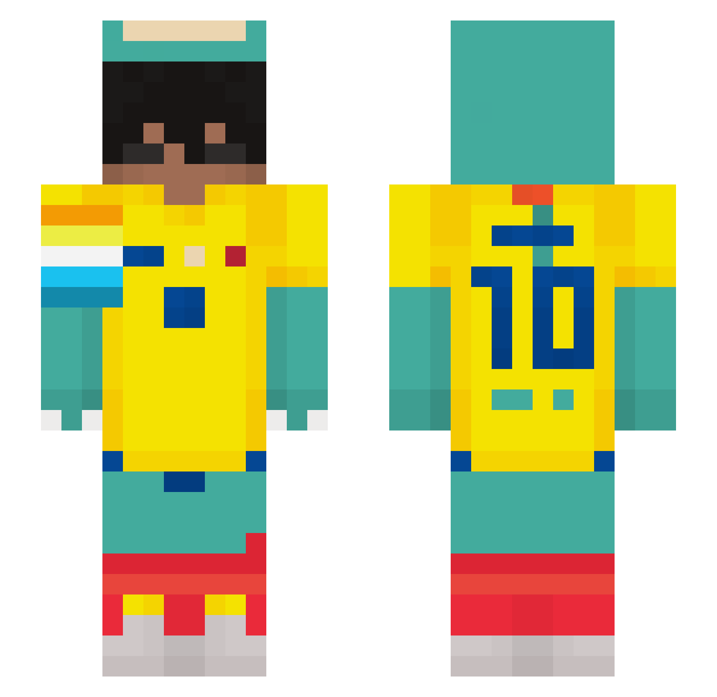 SantiSixSeven Minecraft skin, front and back view