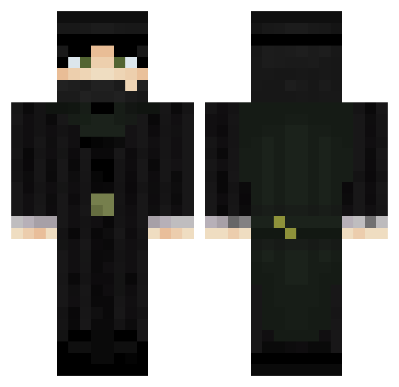 Gryma Minecraft skin, front and back view