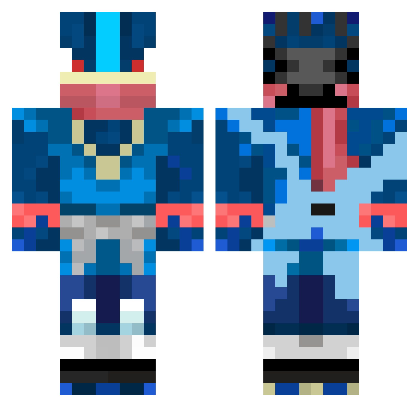 SrBerto Minecraft skin, front and back view