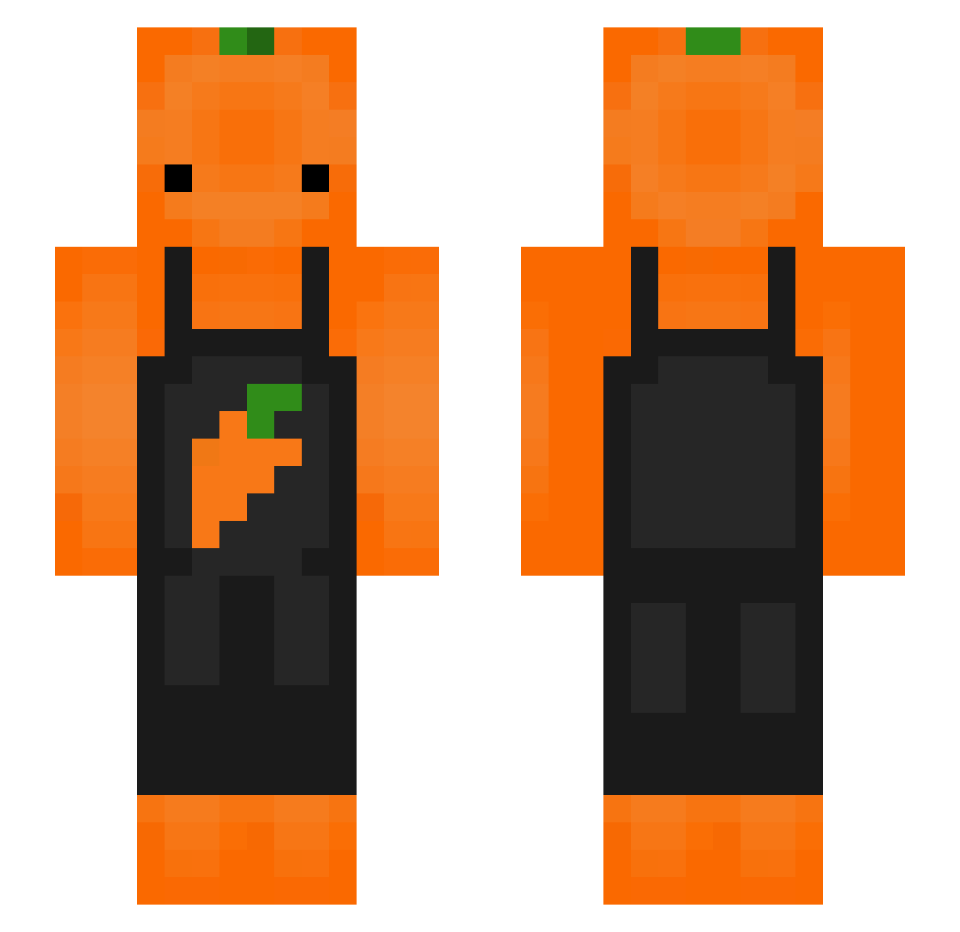 Carrottee Minecraft skin, front and back view