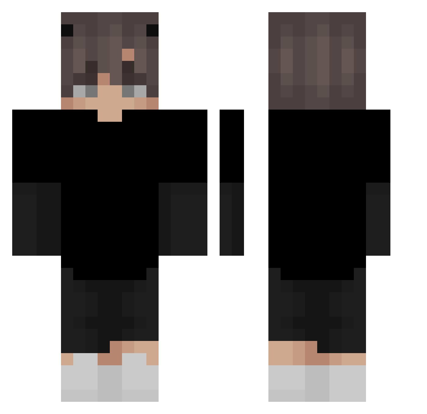 TaKiynine Minecraft skin, front and back view