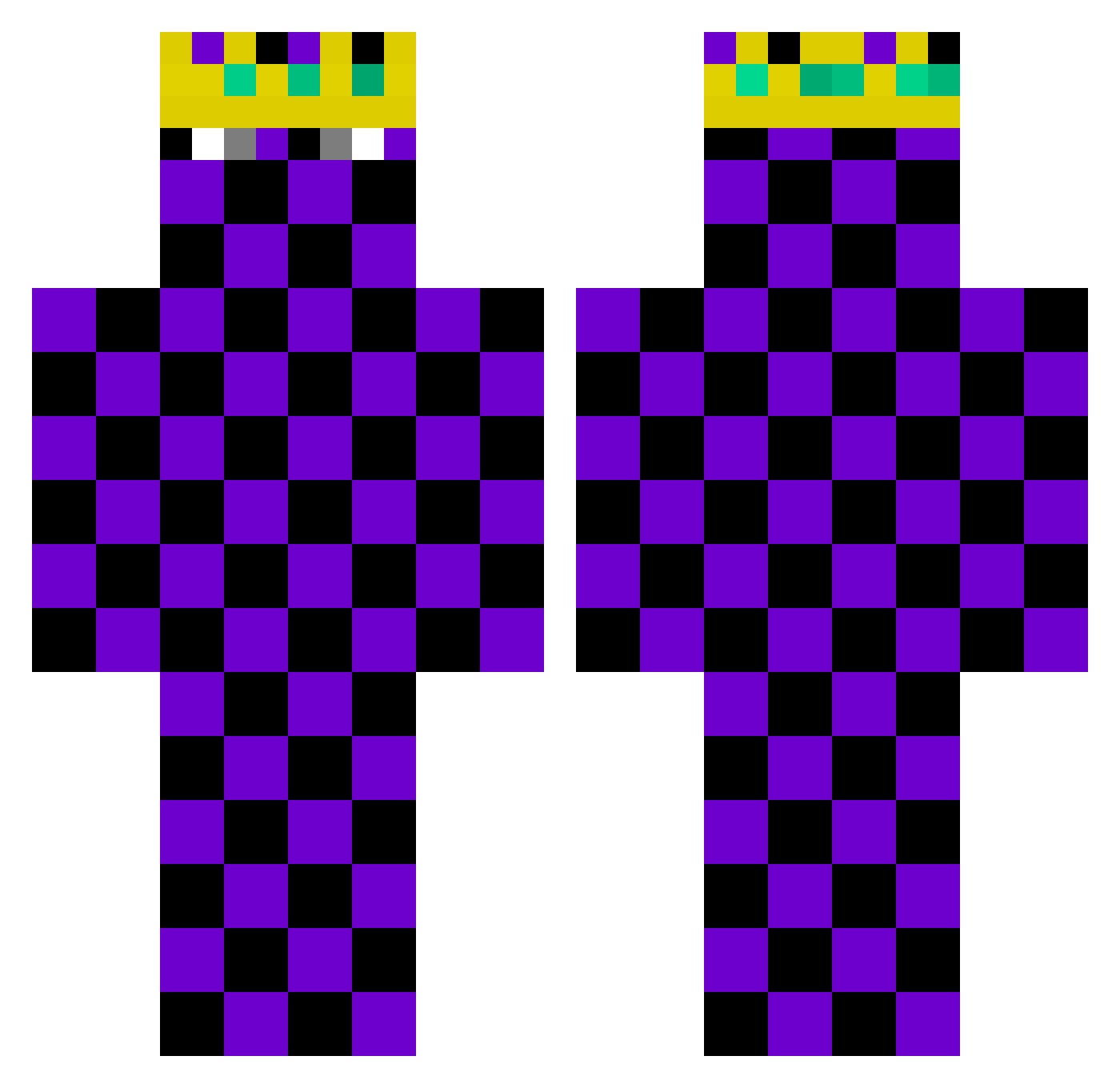 Zaloriis Minecraft skin, front and back view