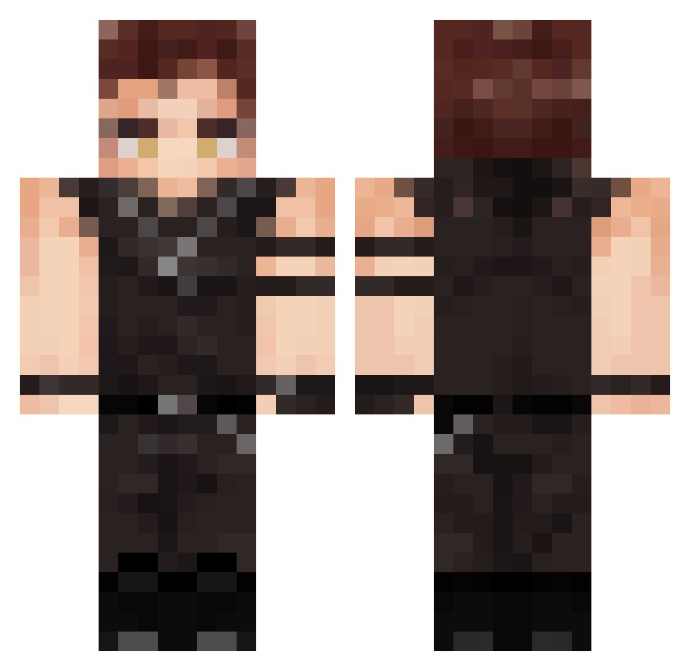 fluFykiTeninabox Minecraft skin, front and back view