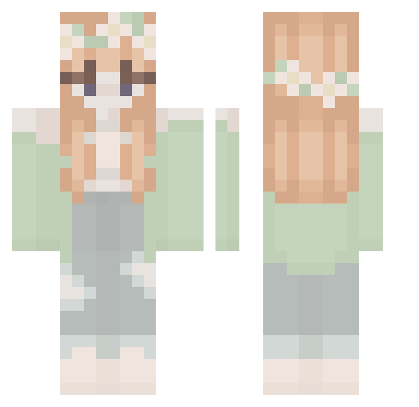Omniarch Minecraft skin, front and back view