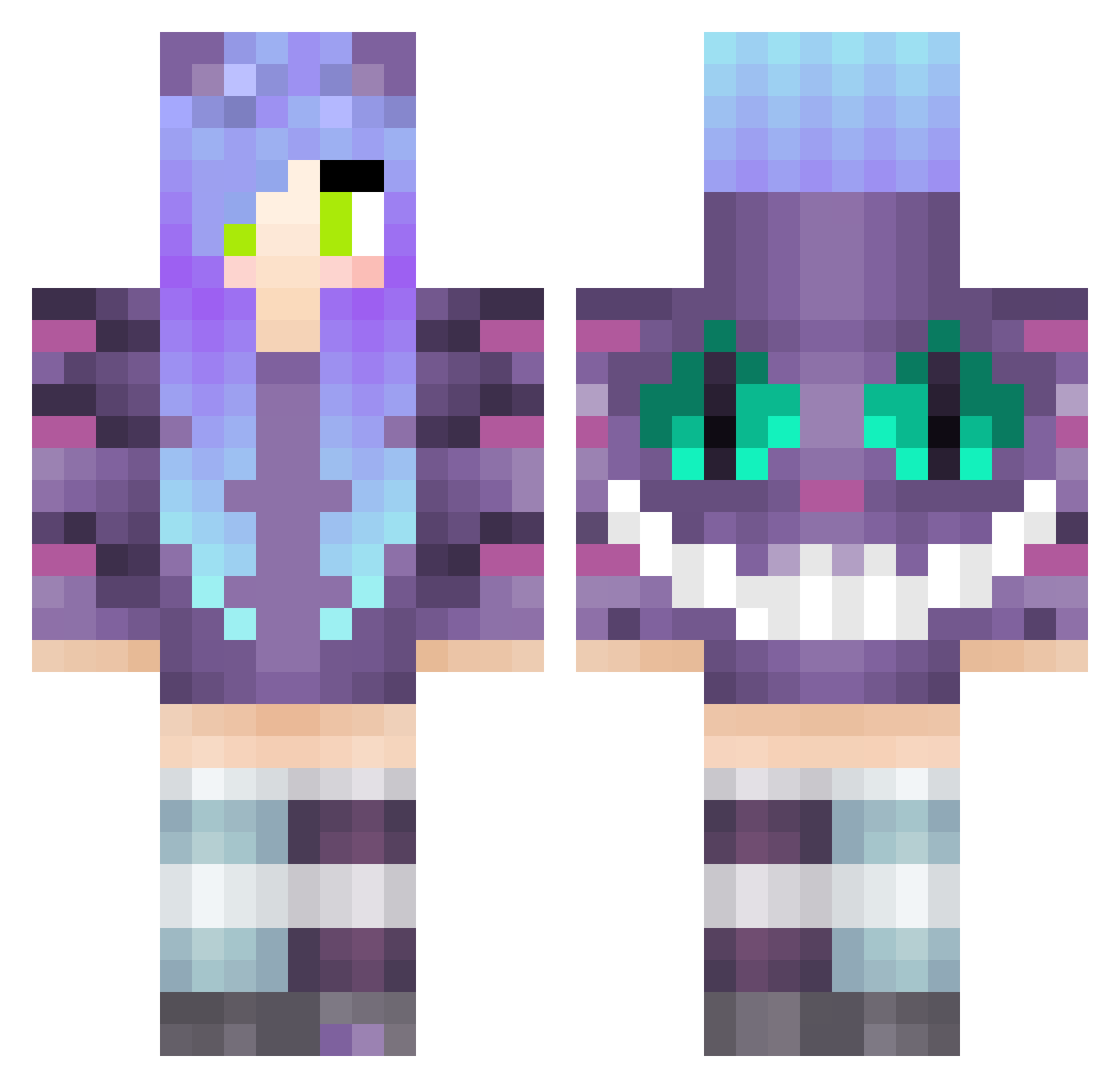 die_Kaktus_Lady Minecraft skin, front and back view