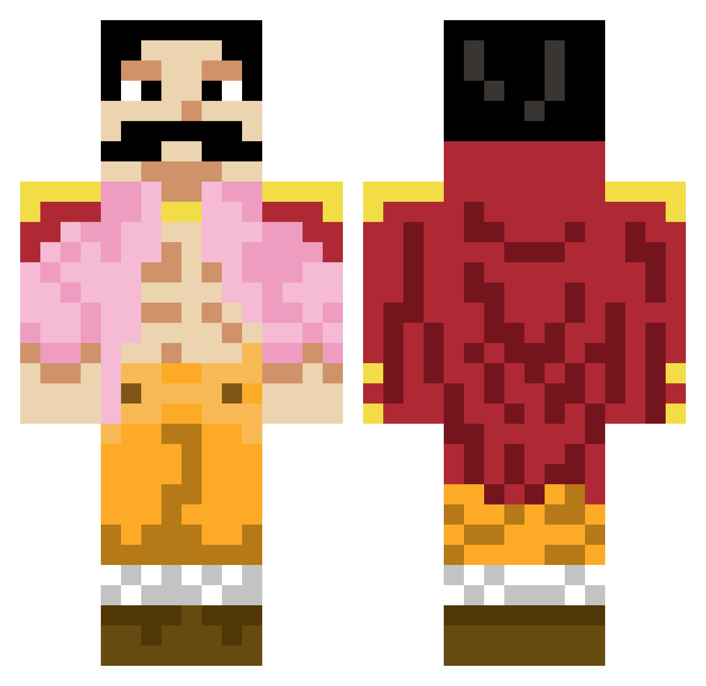 Rumble14 Minecraft skin, front and back view