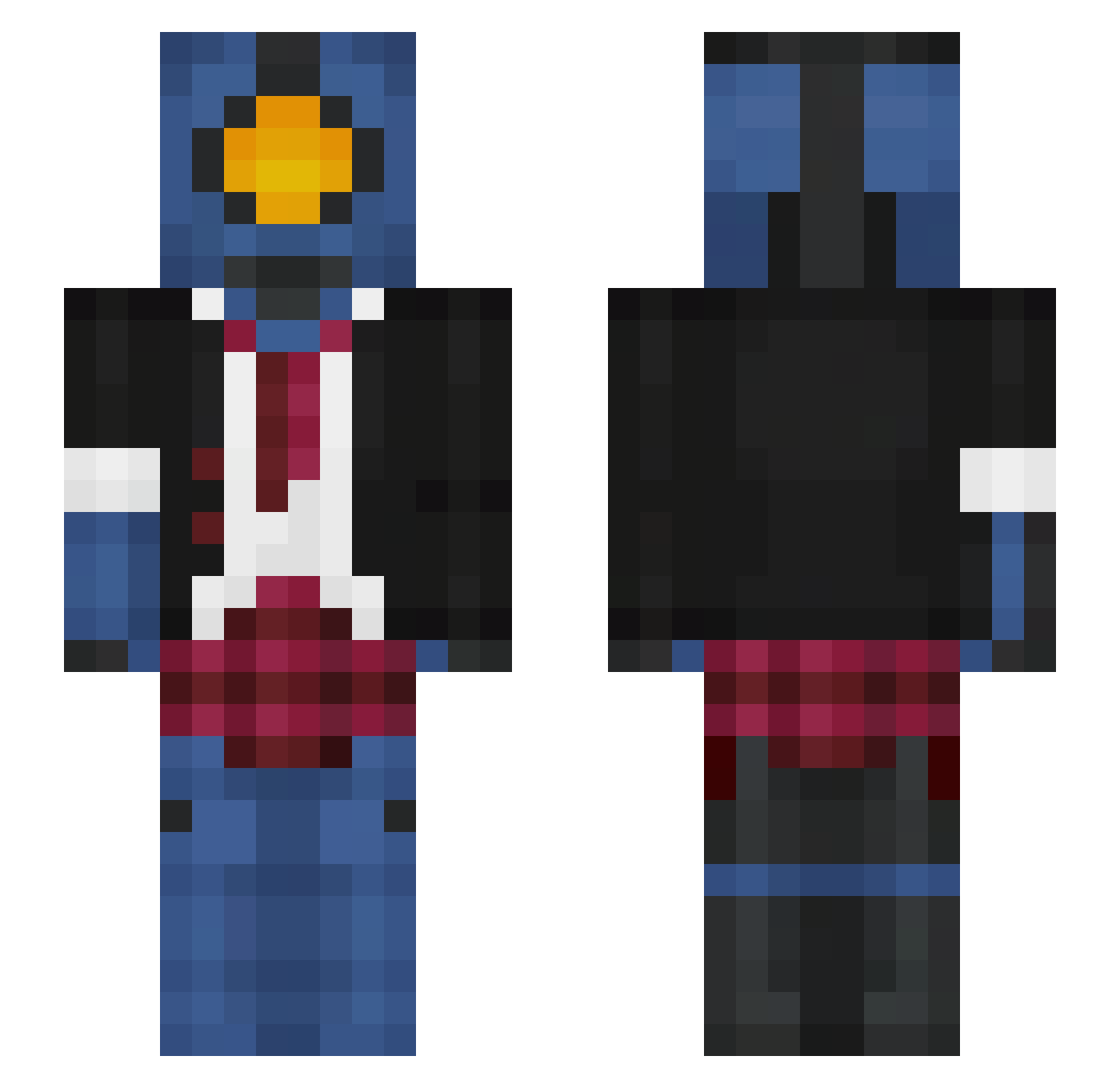 JopNop22 Minecraft skin, front and back view