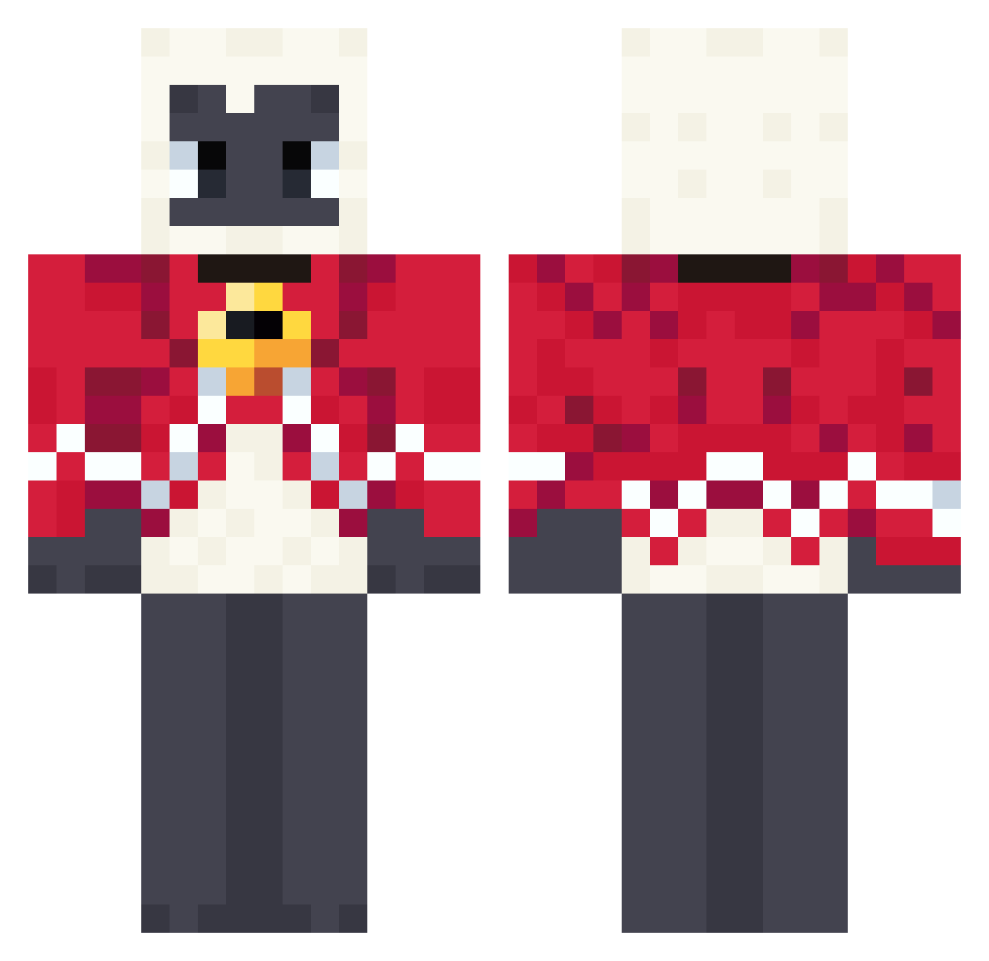 POWOWXD Minecraft skin, front and back view