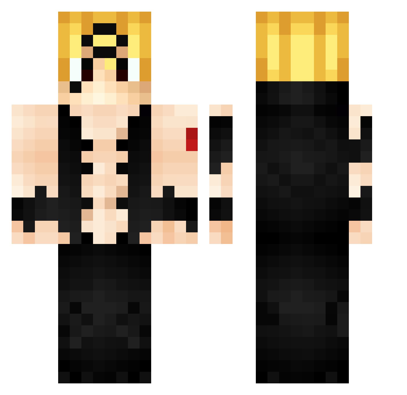 NonStopUbu Minecraft skin, front and back view