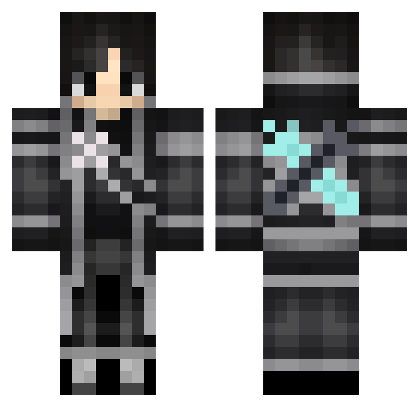 nolusami Minecraft skin, front and back view