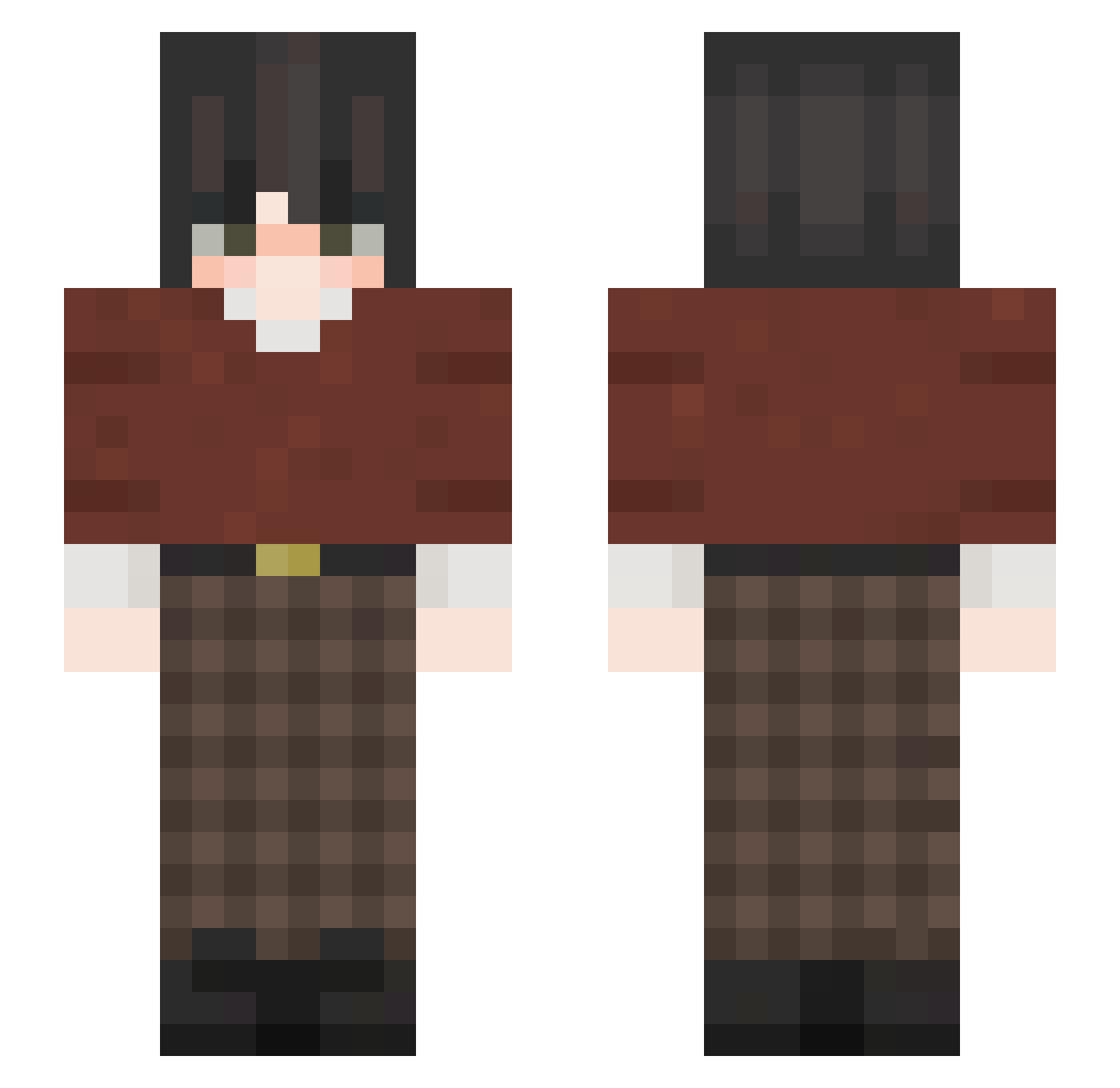 mundanearts Minecraft skin, front and back view